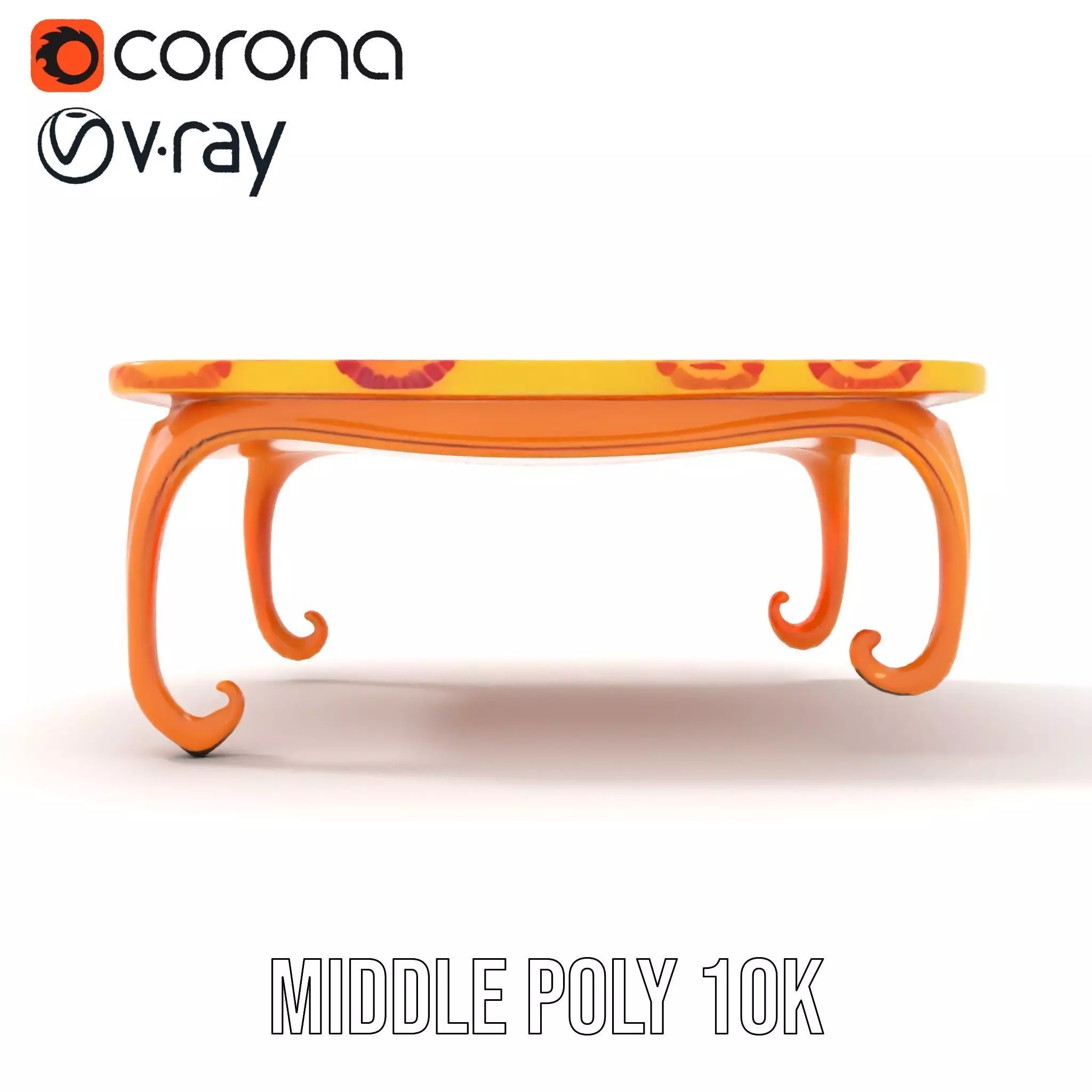 Colorful Retro Coffee Table Model Pack with Decorative Surface Low-poly 3D model_13