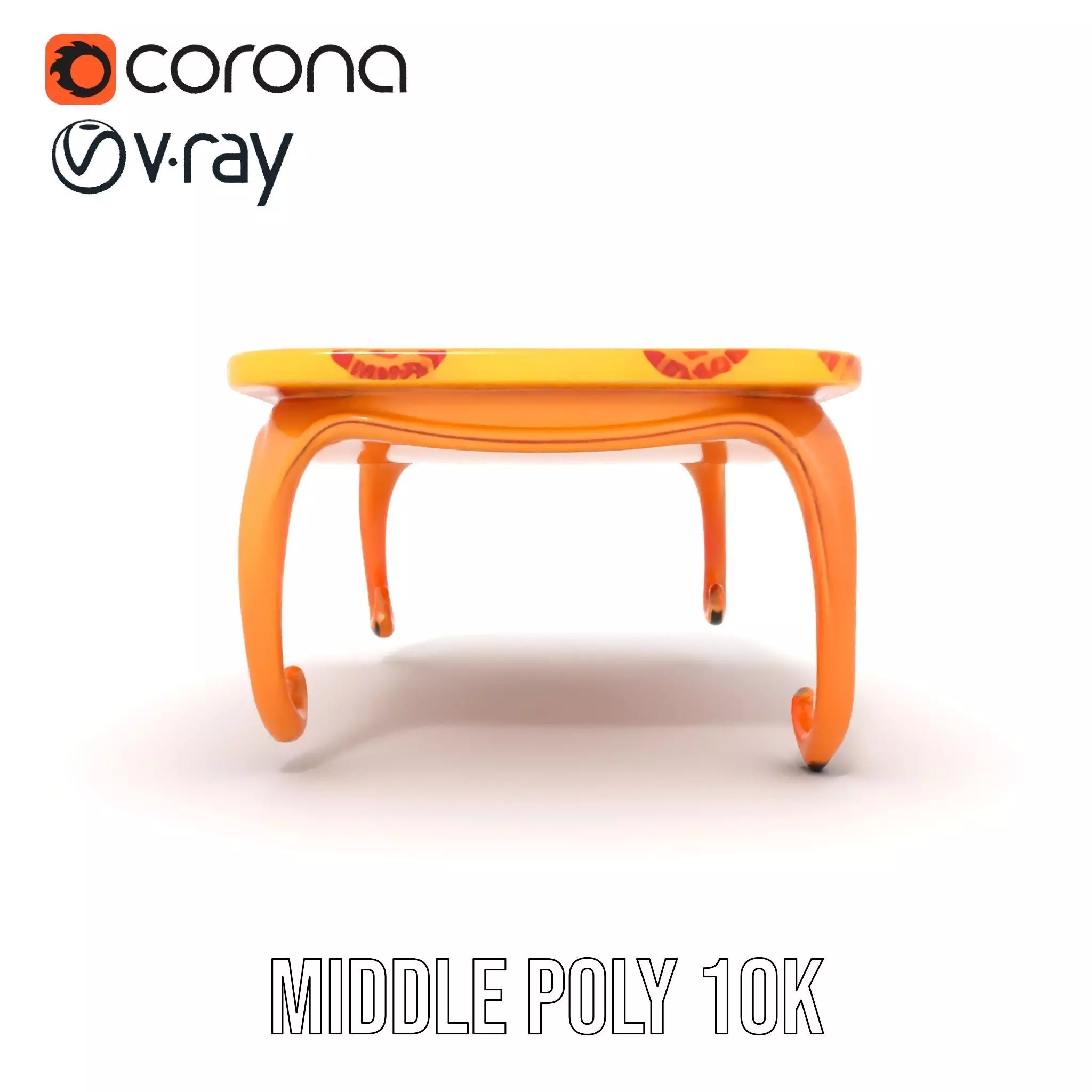 Colorful Retro Coffee Table Model Pack with Decorative Surface Low-poly 3D model_15