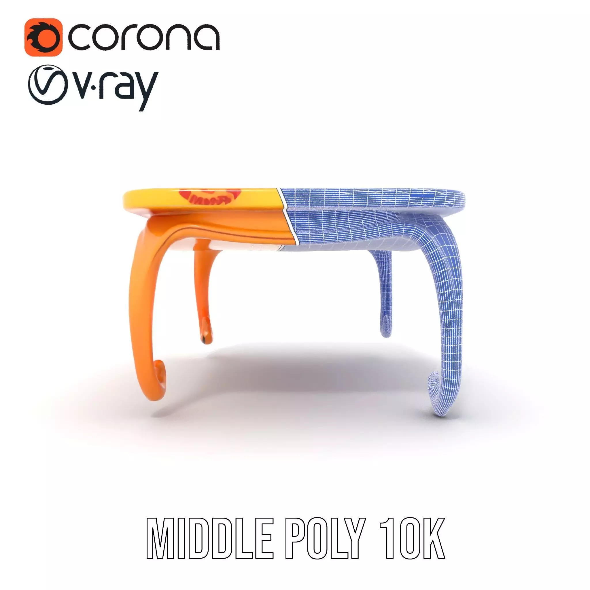 Colorful Retro Coffee Table Model Pack with Decorative Surface Low-poly 3D model_27