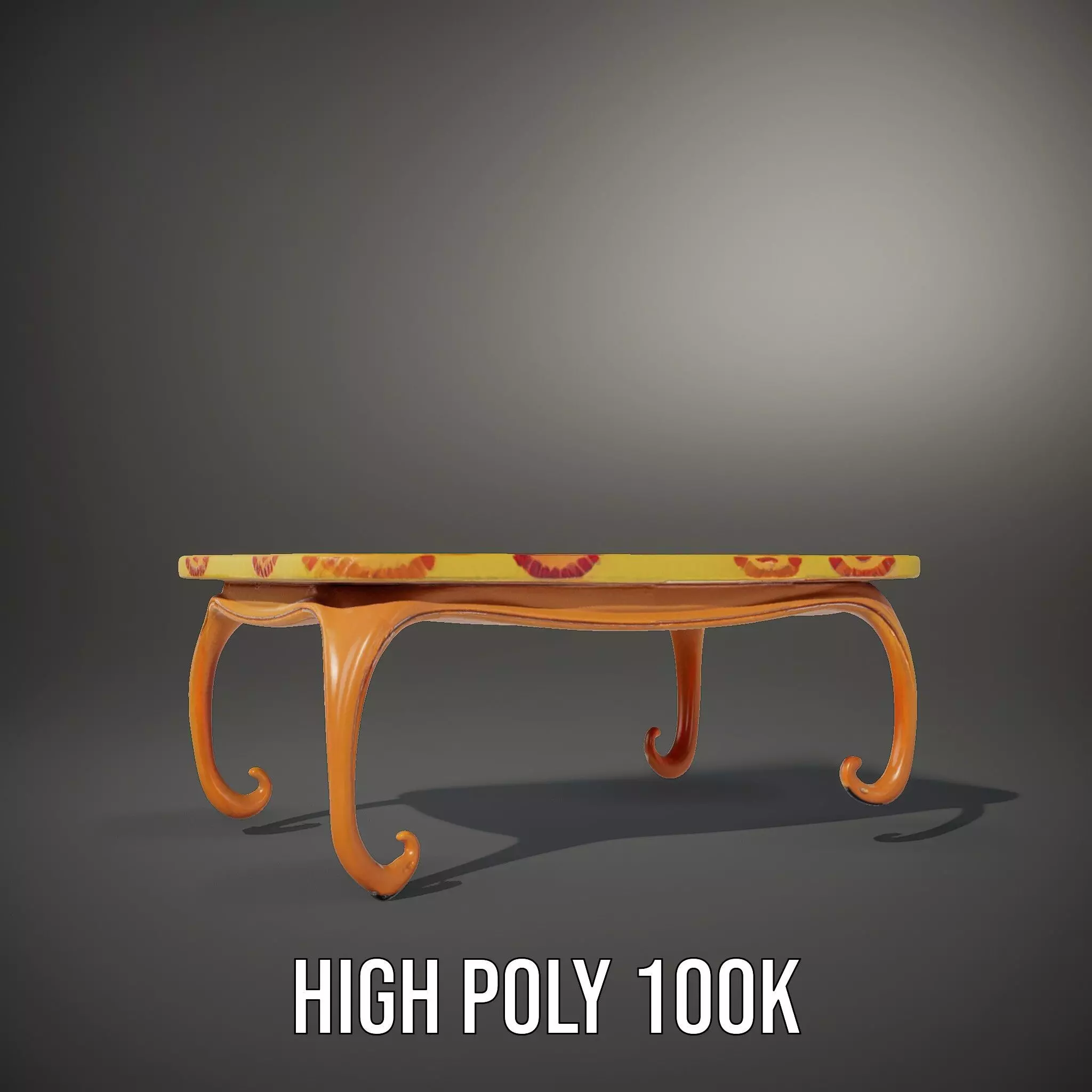 Colorful Retro Coffee Table Model Pack with Decorative Surface Low-poly 3D model_8
