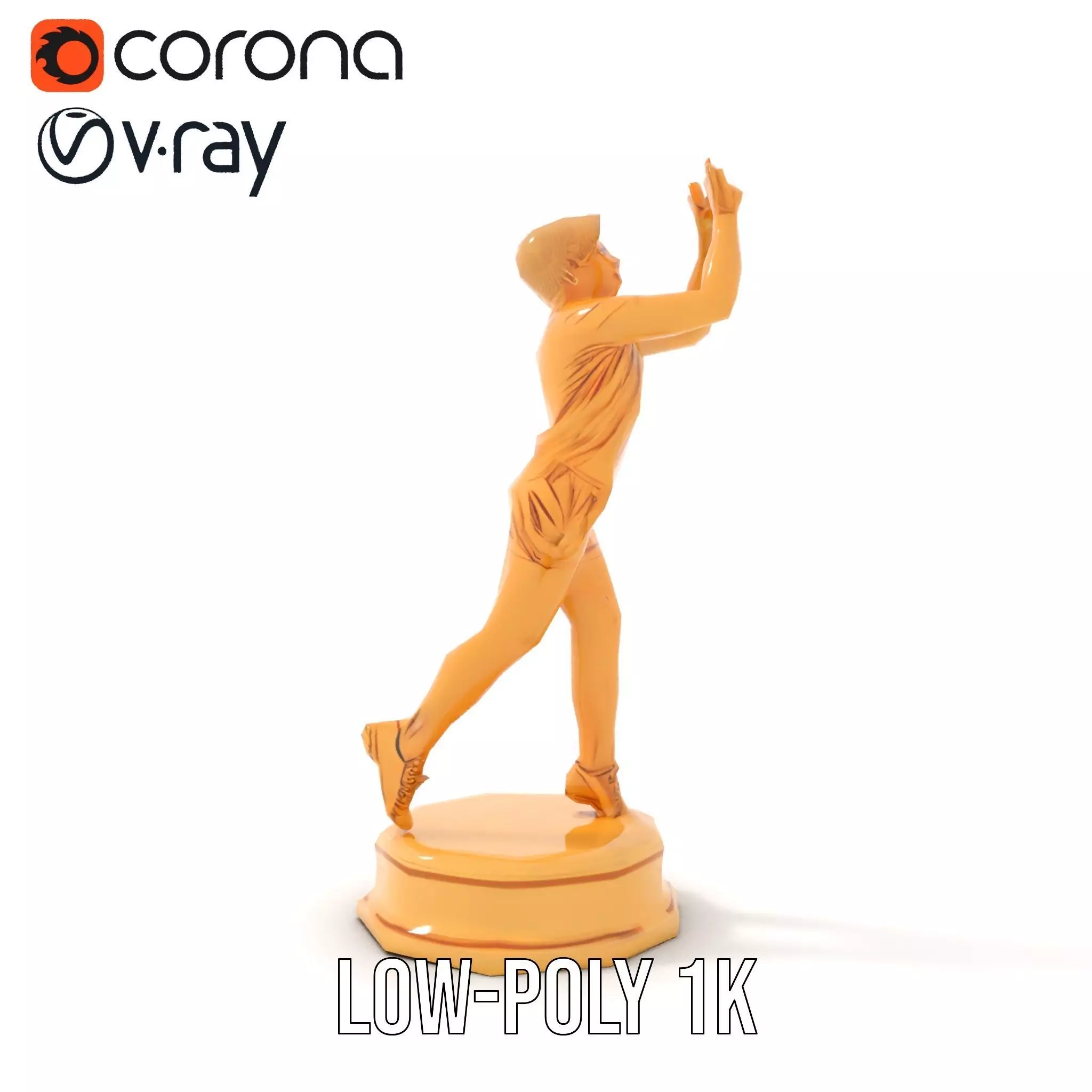 Golden Athlete Trophy Model Pack Low-poly 3D model_15