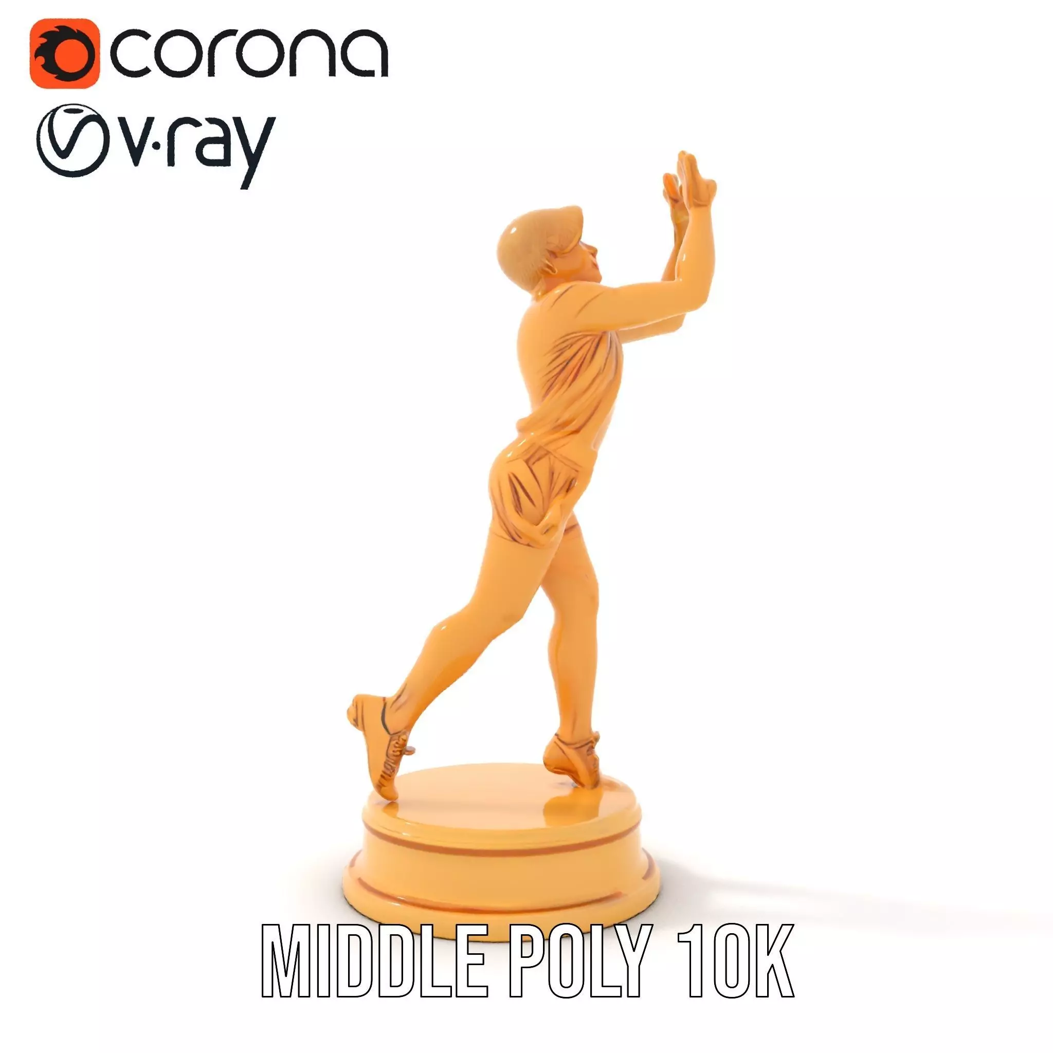 Golden Athlete Trophy Model Pack Low-poly 3D model_14