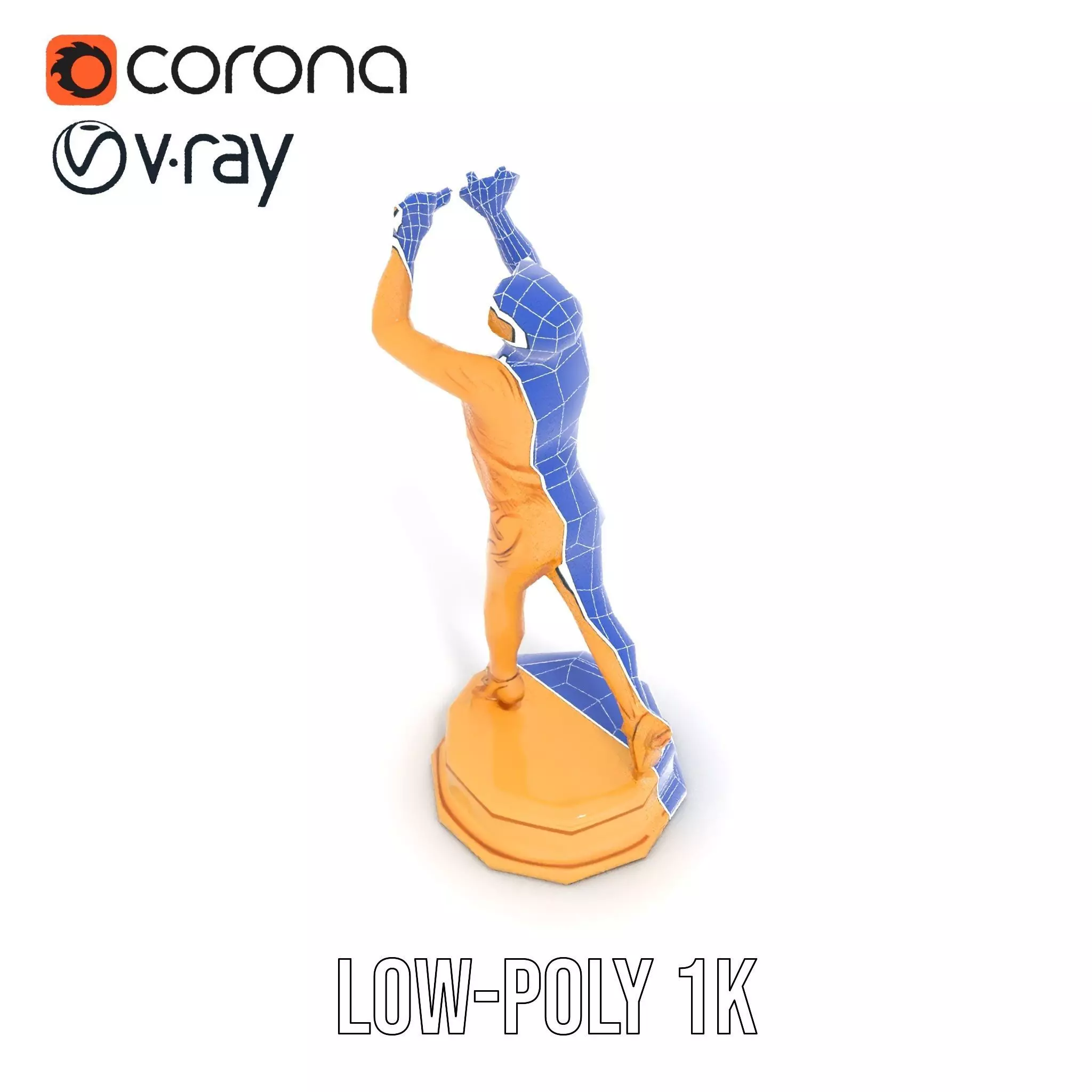 Golden Athlete Trophy Model Pack Low-poly 3D model_20