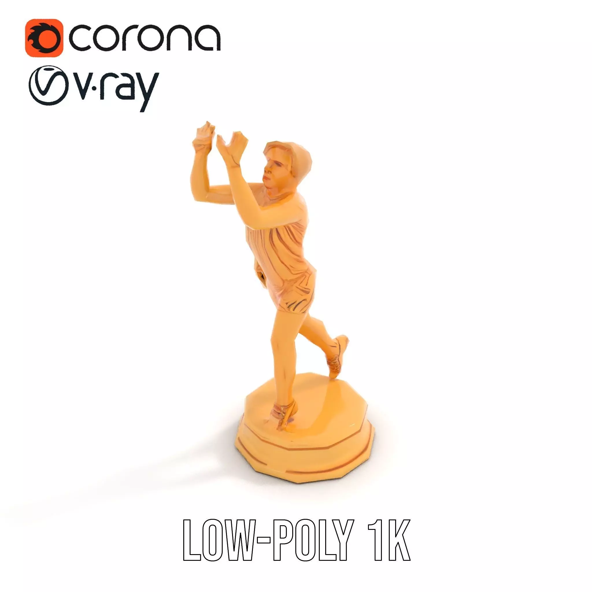 Golden Athlete Trophy Model Pack Low-poly 3D model_8