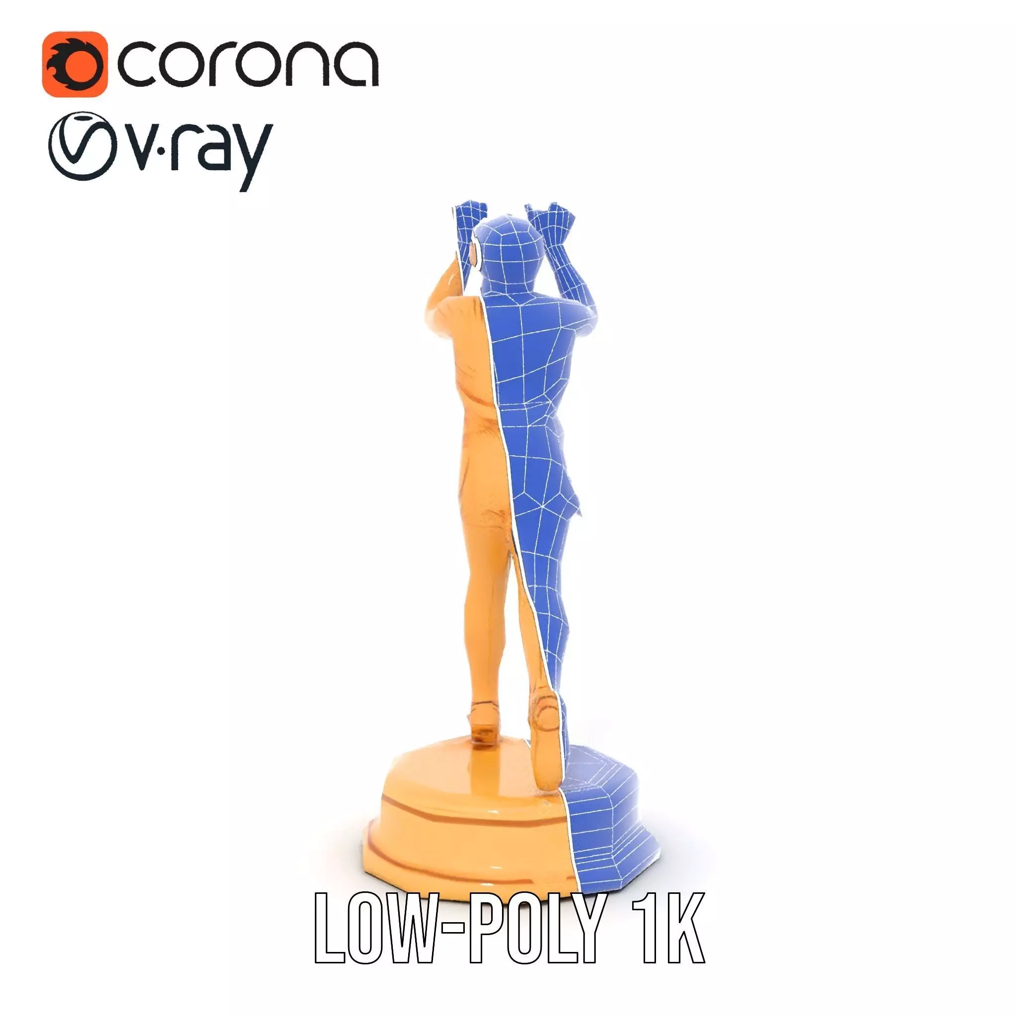 Golden Athlete Trophy Model Pack Low-poly 3D model_29