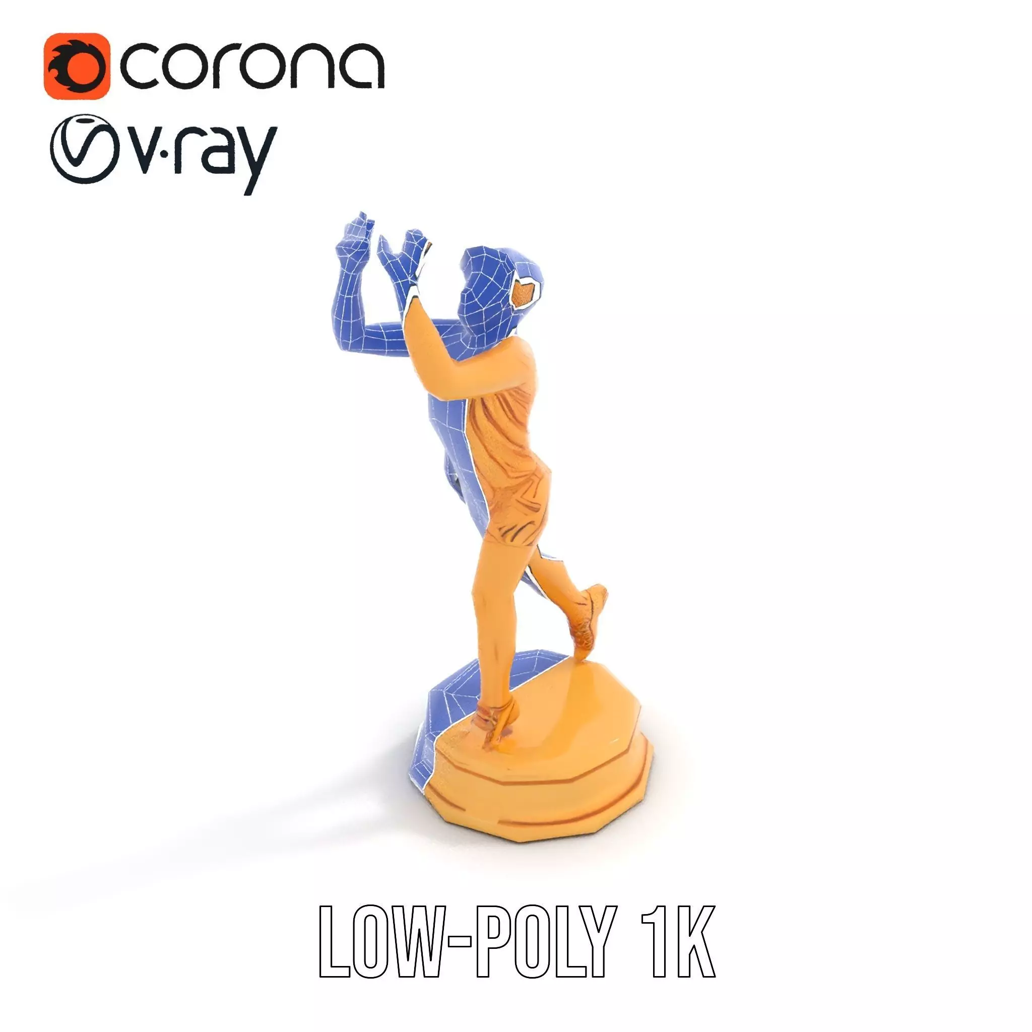 Golden Athlete Trophy Model Pack Low-poly 3D model_32