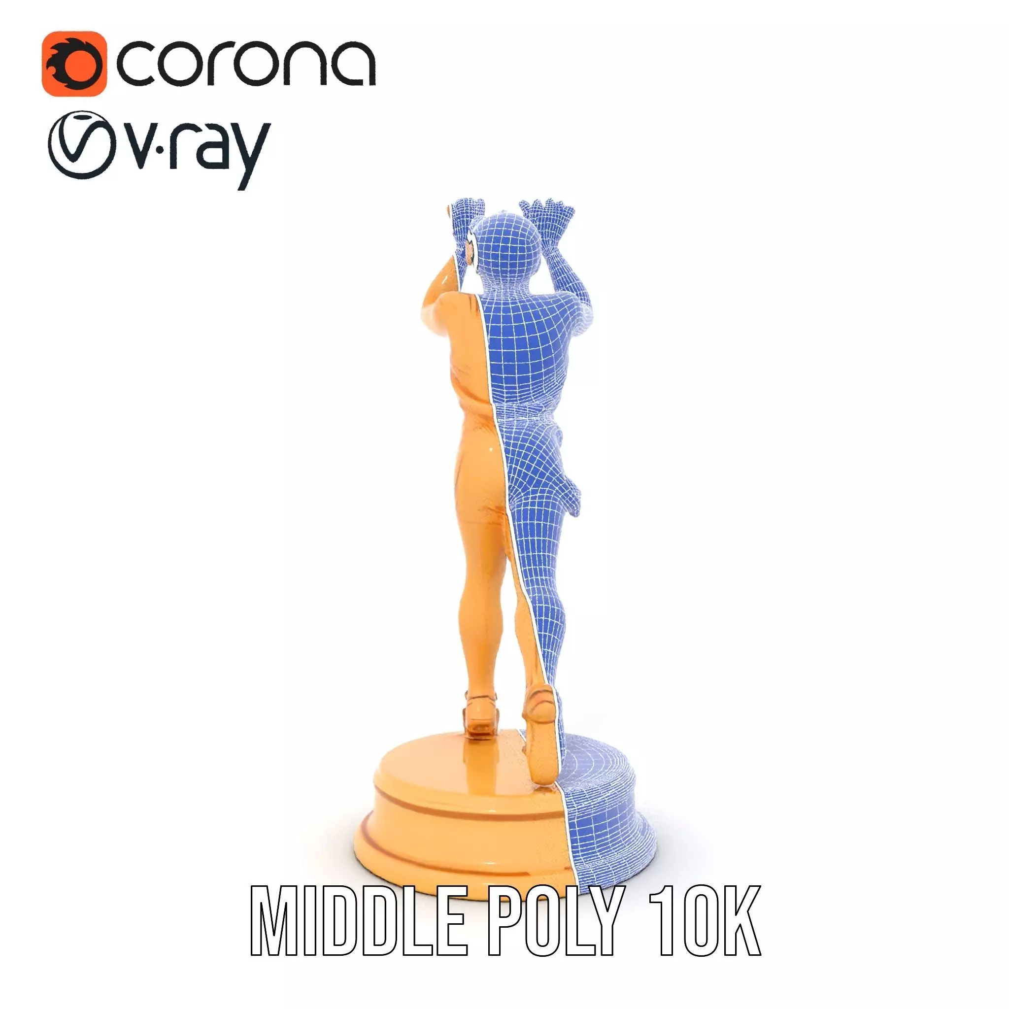 Golden Athlete Trophy Model Pack Low-poly 3D model_31