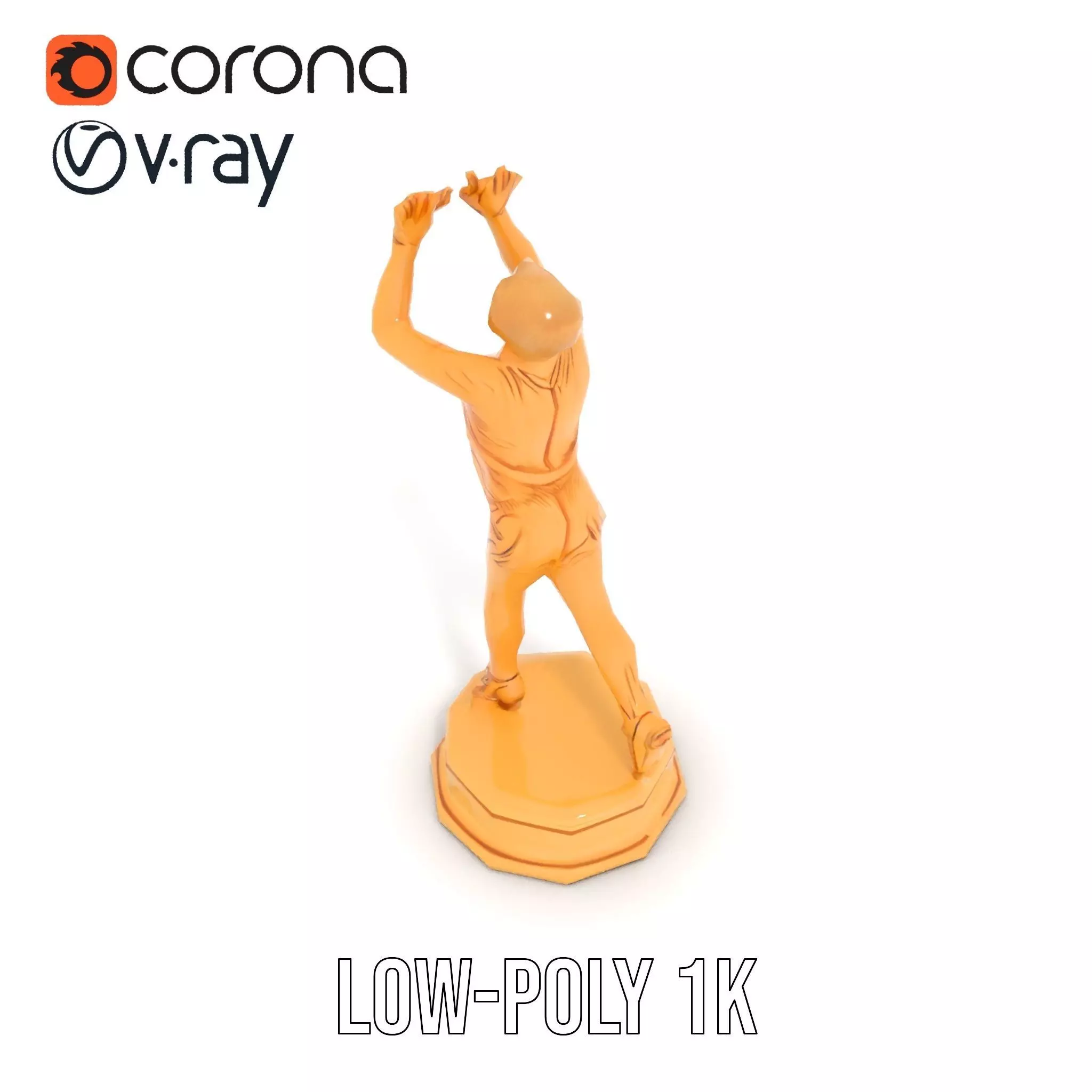 Golden Athlete Trophy Model Pack Low-poly 3D model_10