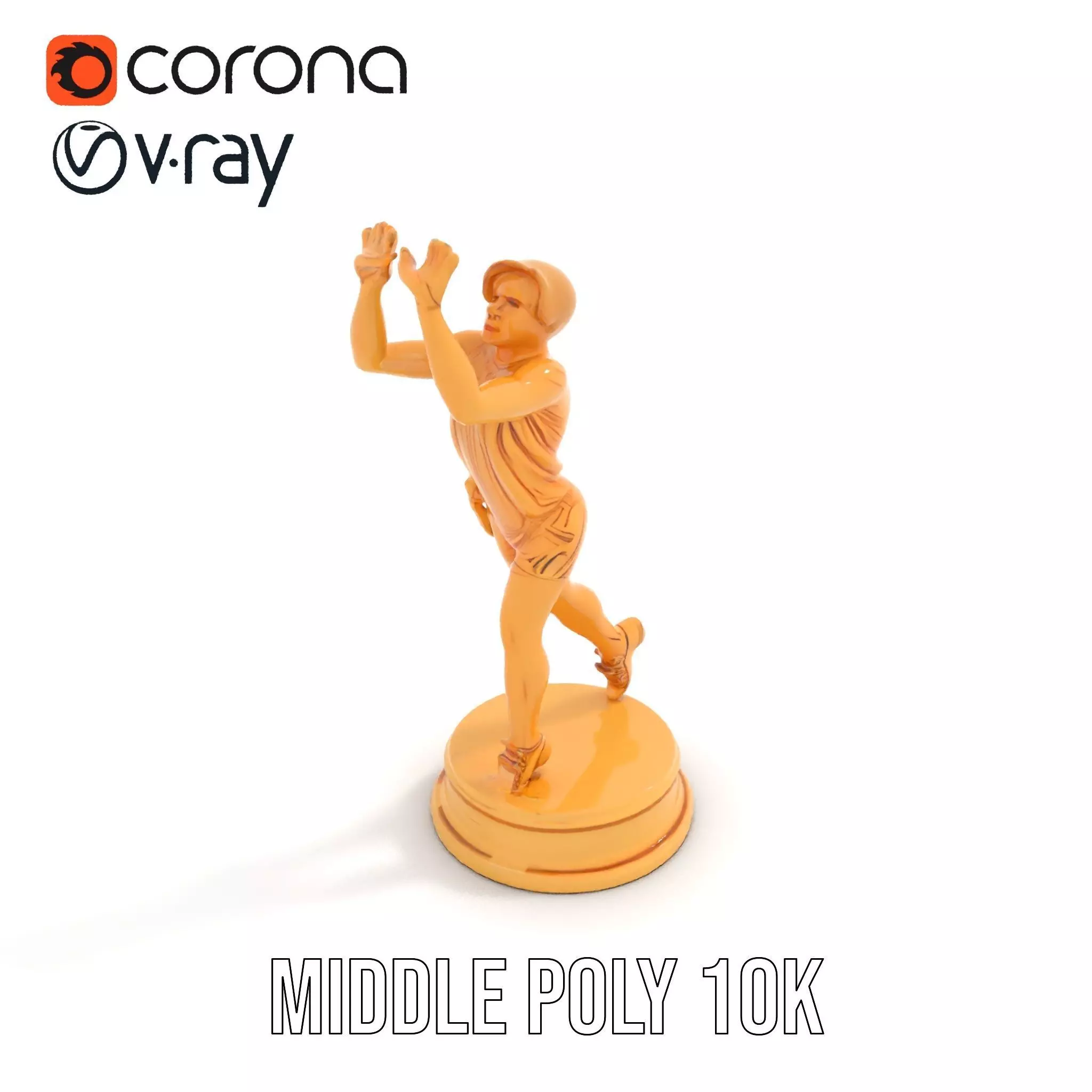 Golden Athlete Trophy Model Pack Low-poly 3D model_12