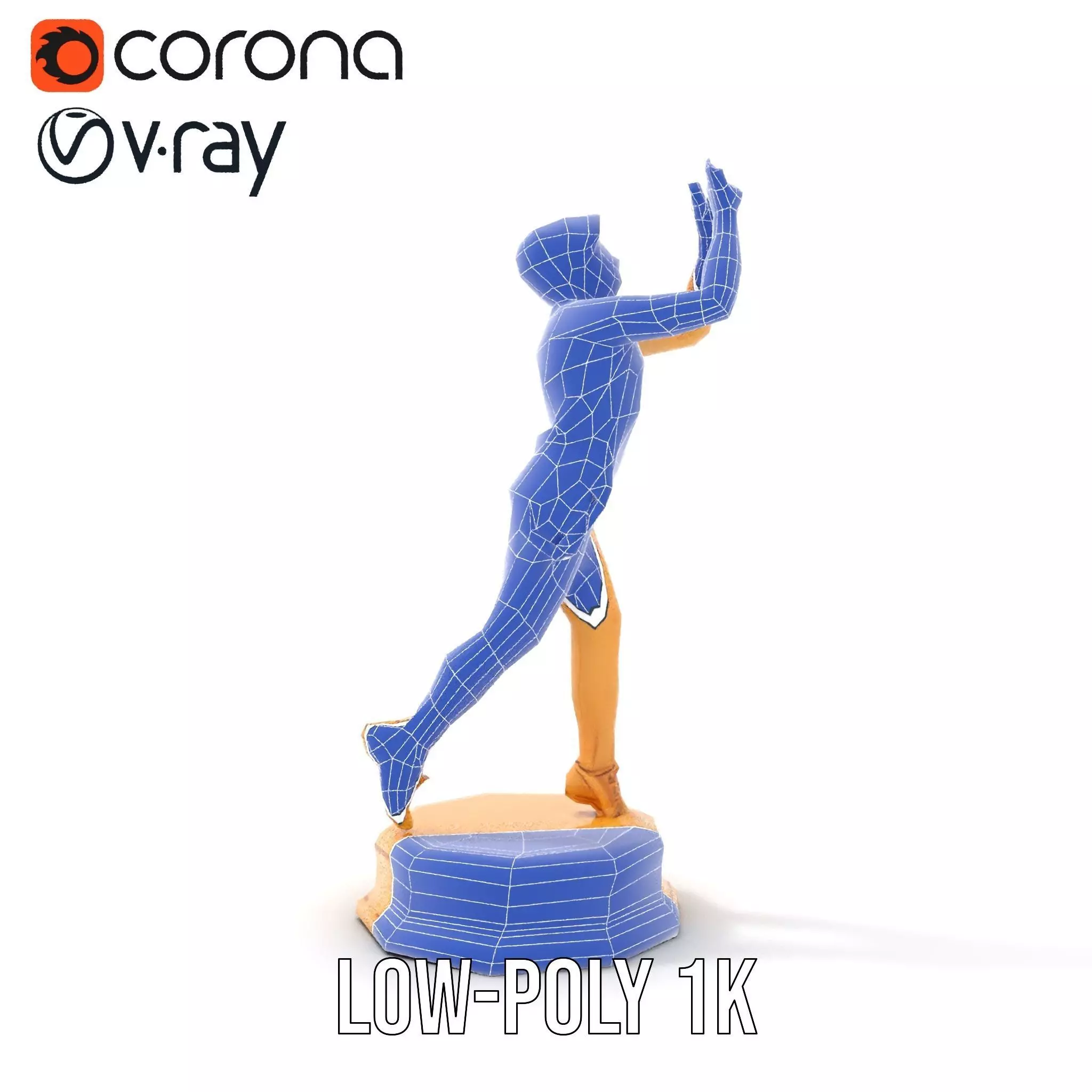 Golden Athlete Trophy Model Pack Low-poly 3D model_26