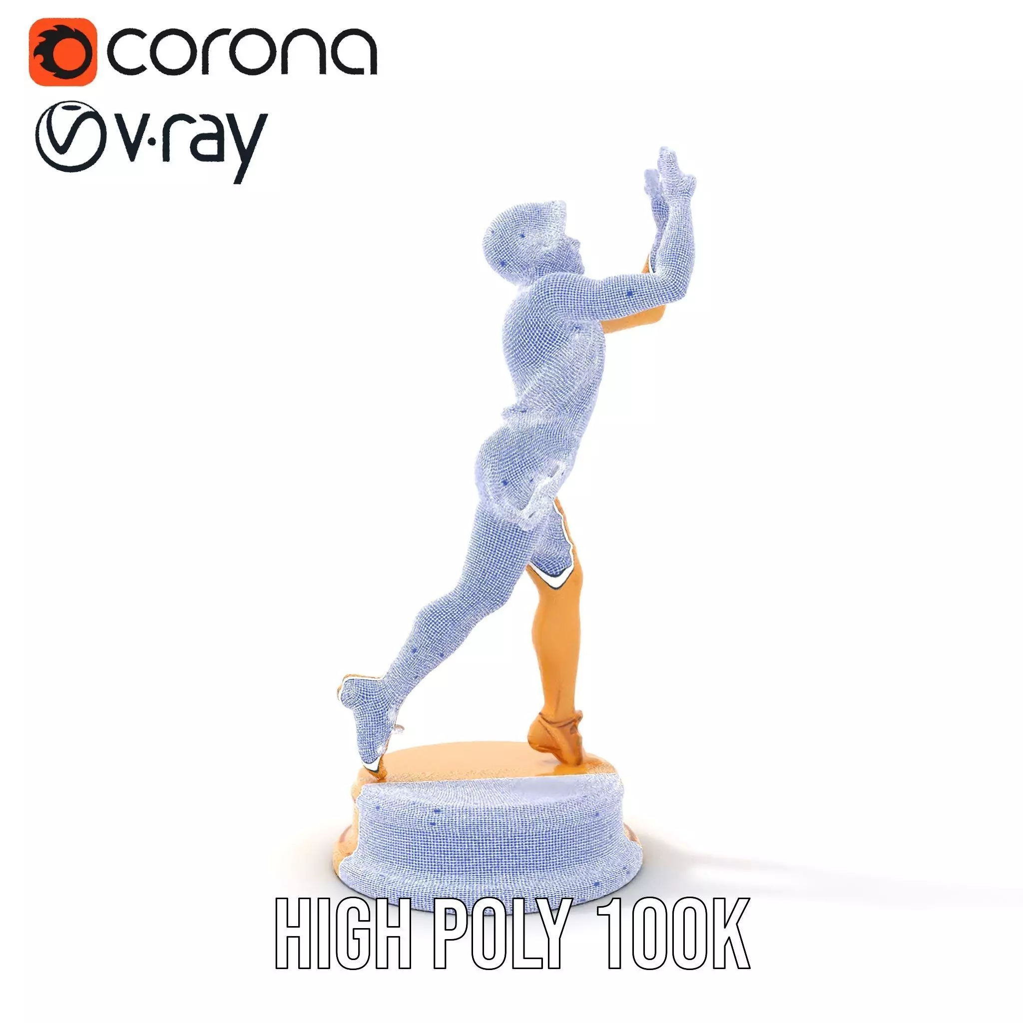 Golden Athlete Trophy Model Pack Low-poly 3D model_34