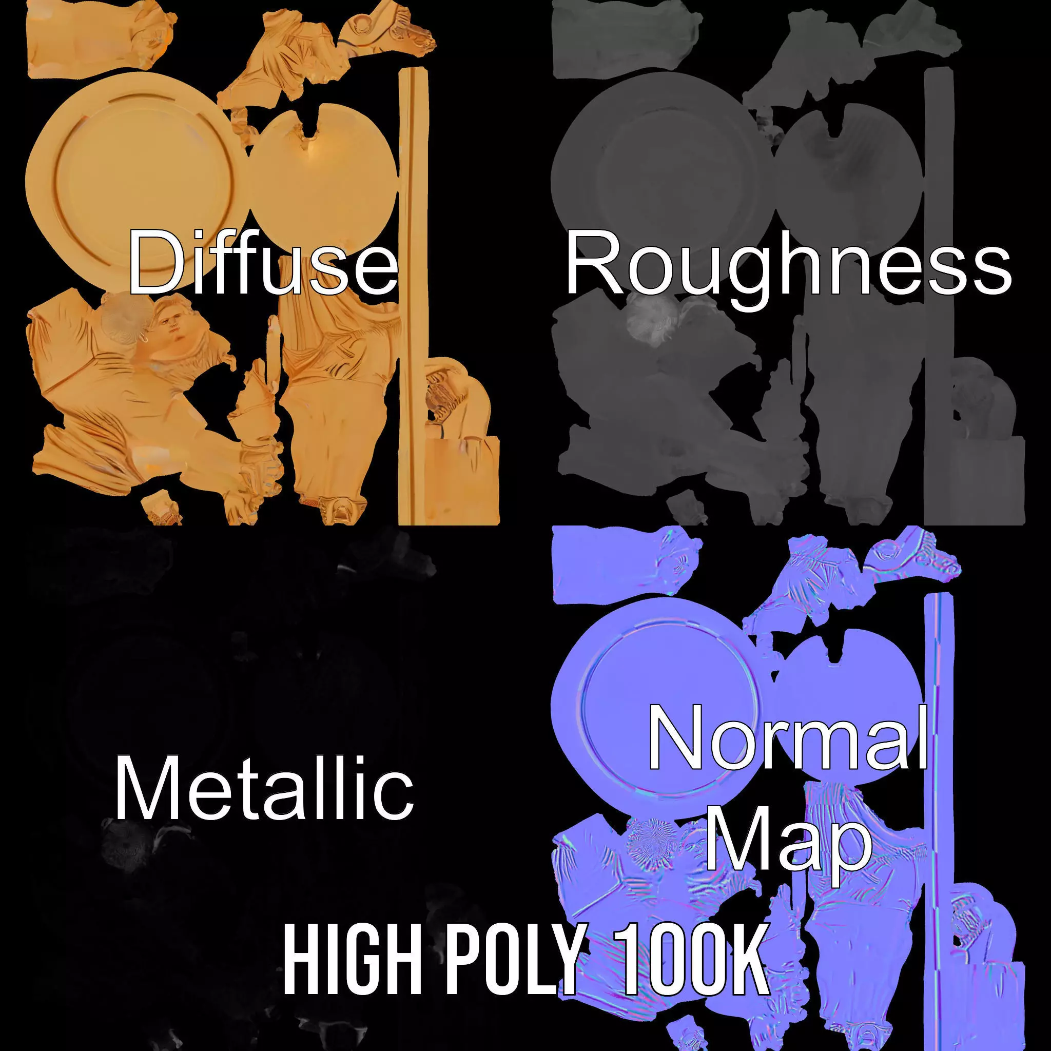 Golden Athlete Trophy Model Pack Low-poly 3D model_4