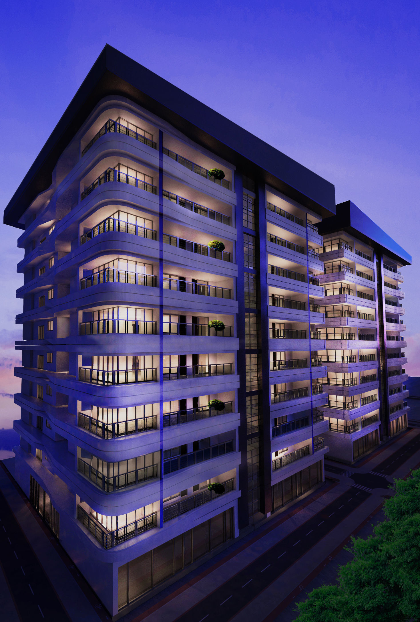 Buildings with interior Plan 3D model_5