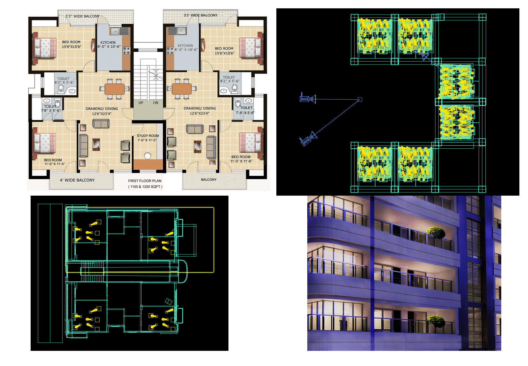 Buildings with interior Plan 3D model_4