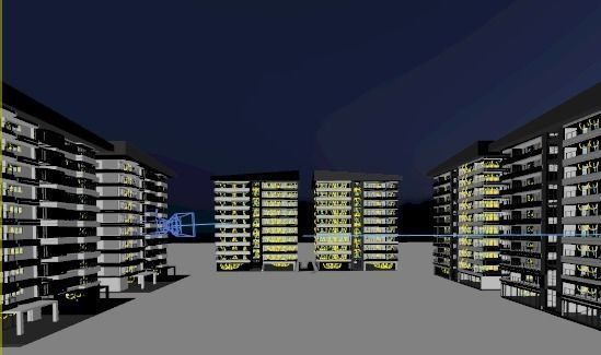 Buildings with interior Plan 3D model_2