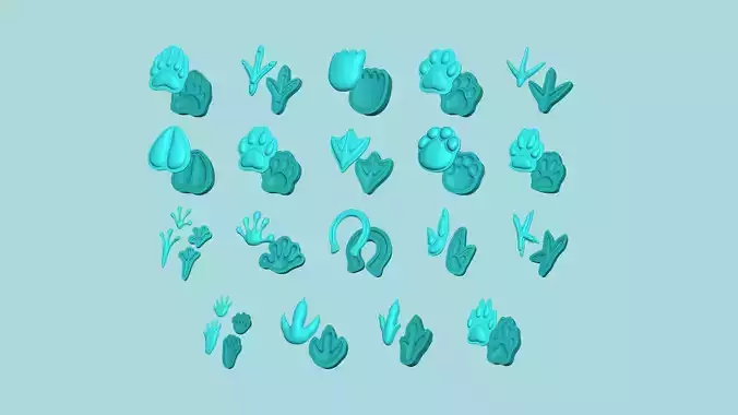 19 Animal Footsteps Mold Collection - Silicone Template 
