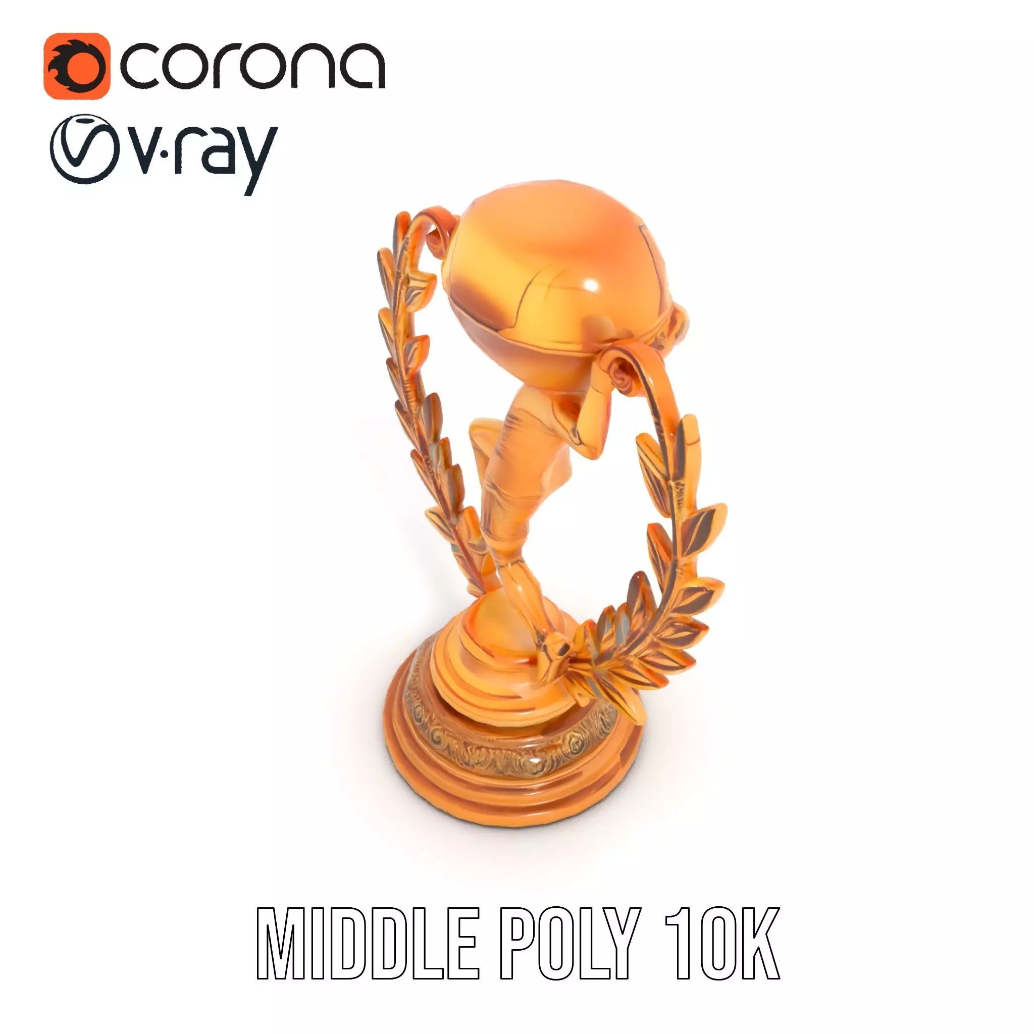 Golden Soccer Trophy model pack with detailed design Low-poly 3D model_6