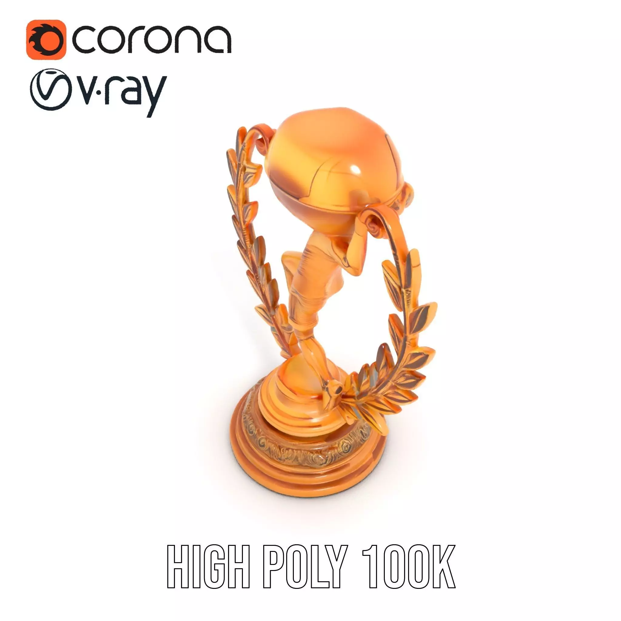 Golden Soccer Trophy model pack with detailed design Low-poly 3D model_20