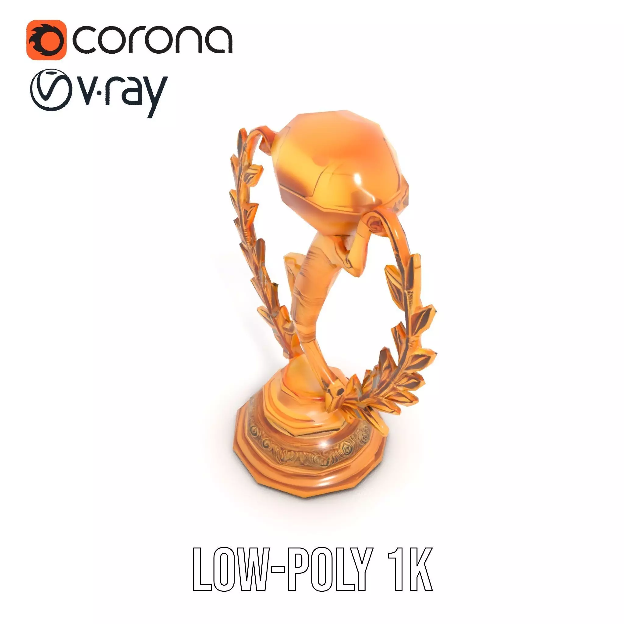 Golden Soccer Trophy model pack with detailed design Low-poly 3D model_9