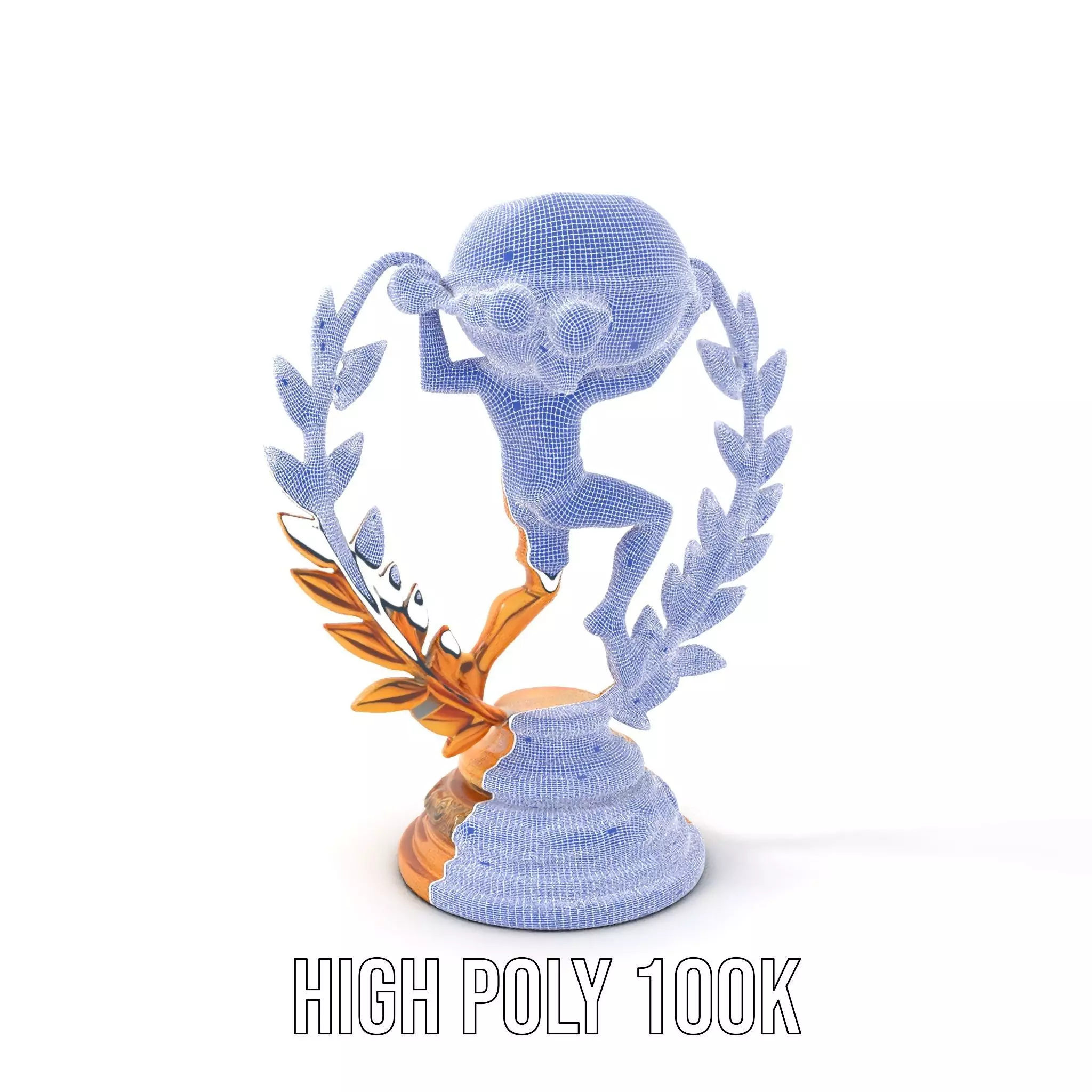 Golden Soccer Trophy model pack with detailed design Low-poly 3D model_4