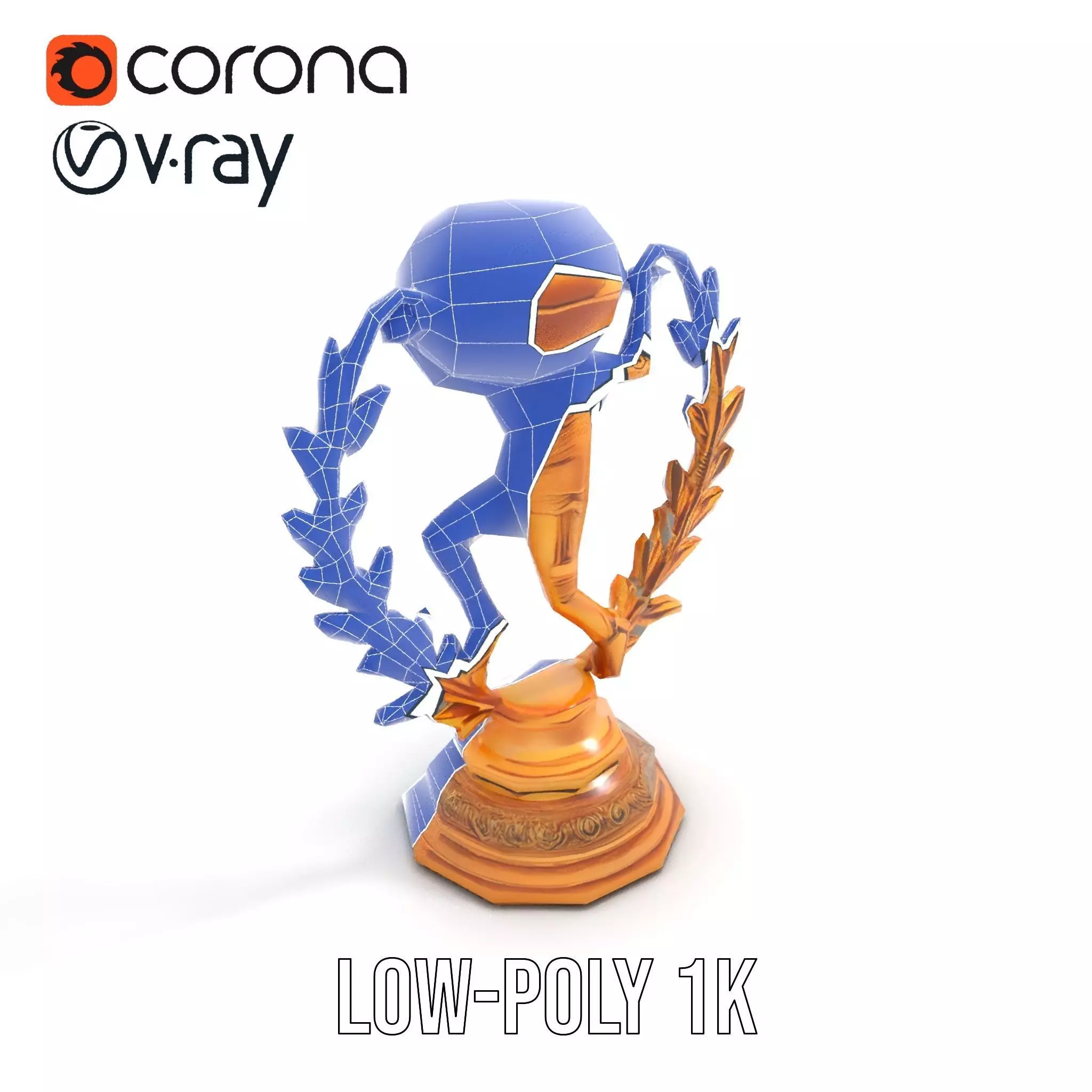 Golden Soccer Trophy model pack with detailed design Low-poly 3D model_19