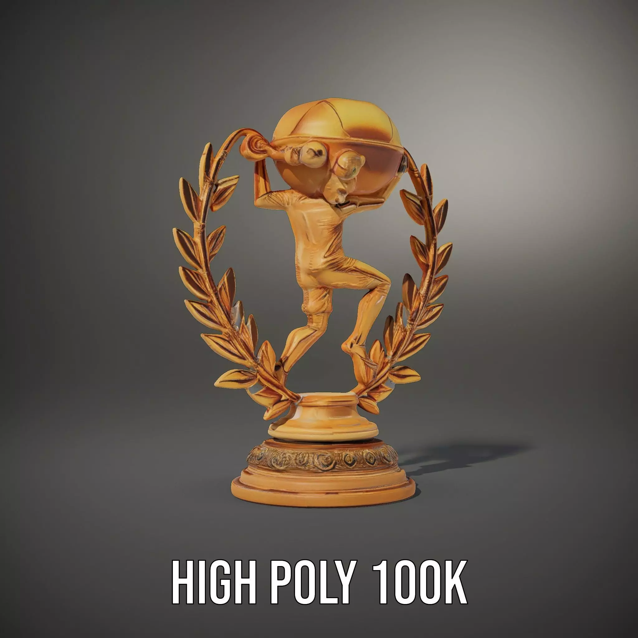 Golden Soccer Trophy model pack with detailed design Low-poly 3D model_8