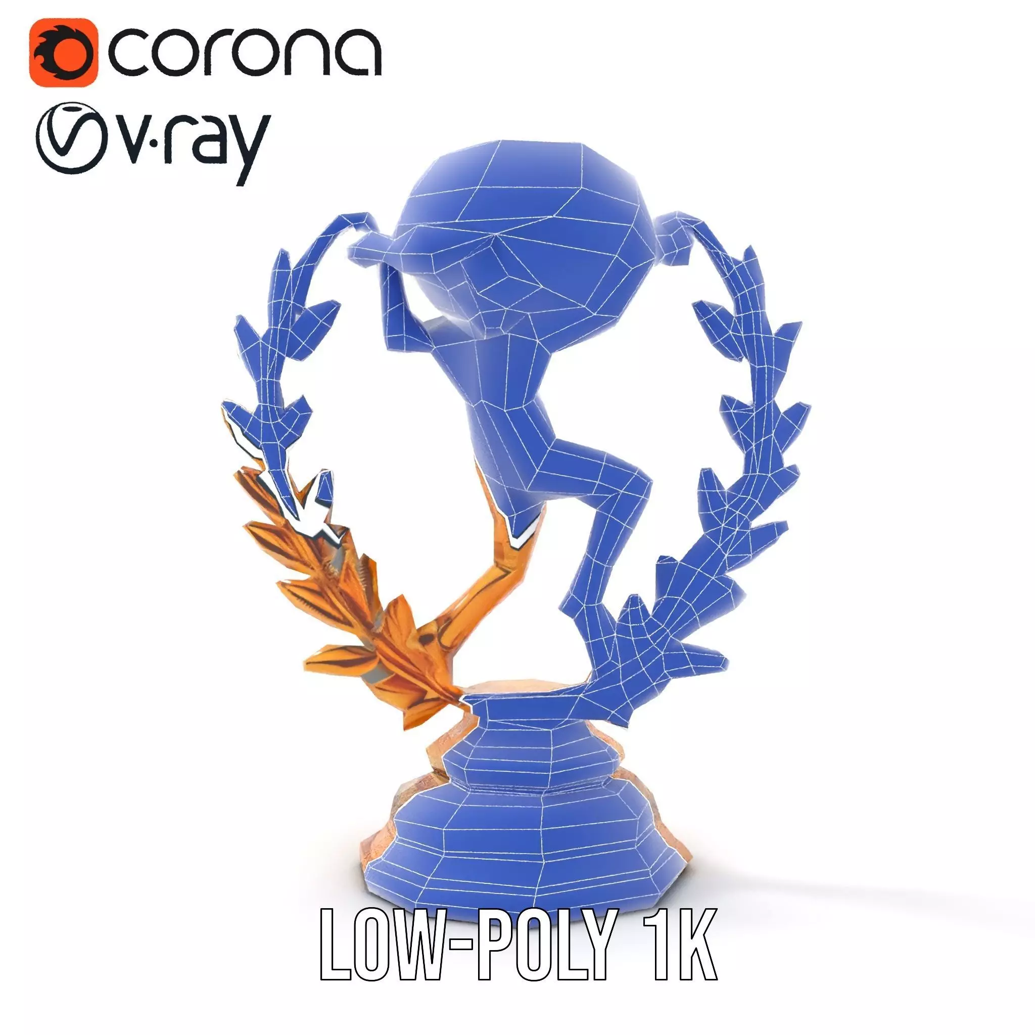 Golden Soccer Trophy model pack with detailed design Low-poly 3D model_28