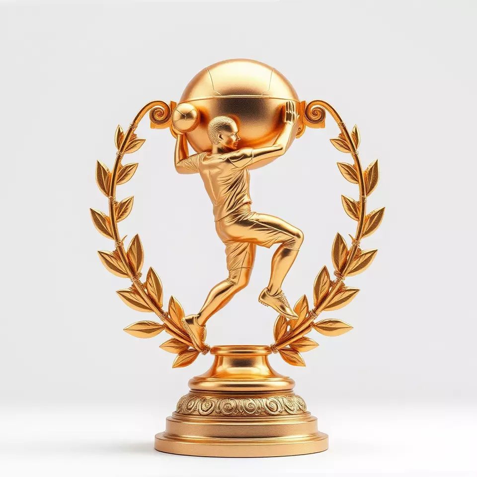 Golden Soccer Trophy model pack with detailed design Low-poly 3D model_2