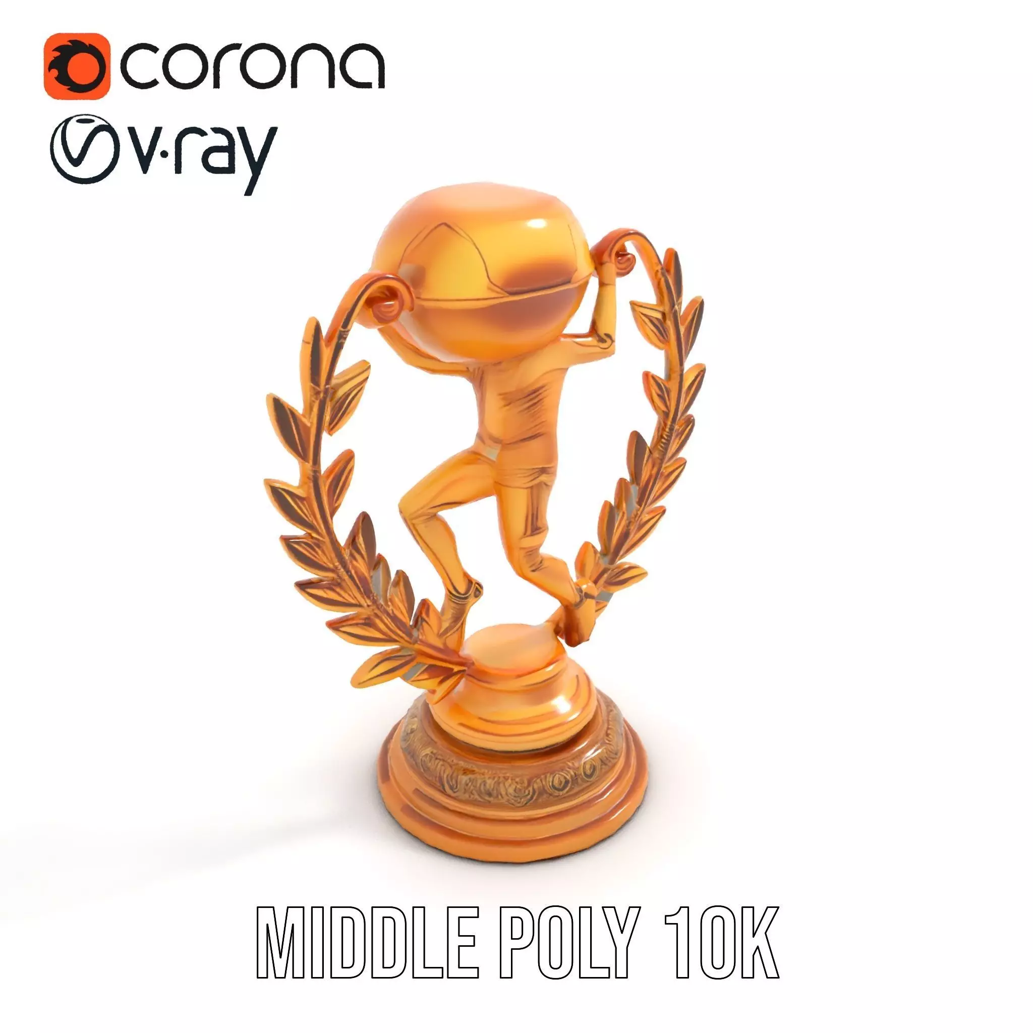 Golden Soccer Trophy model pack with detailed design Low-poly 3D model_13