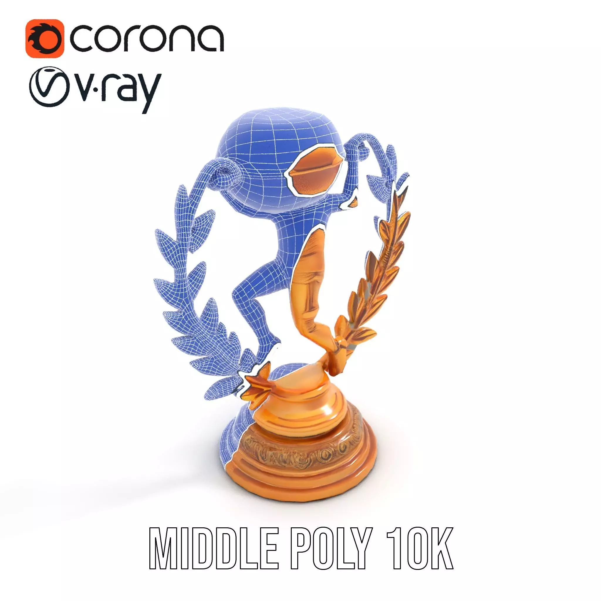 Golden Soccer Trophy model pack with detailed design Low-poly 3D model_21