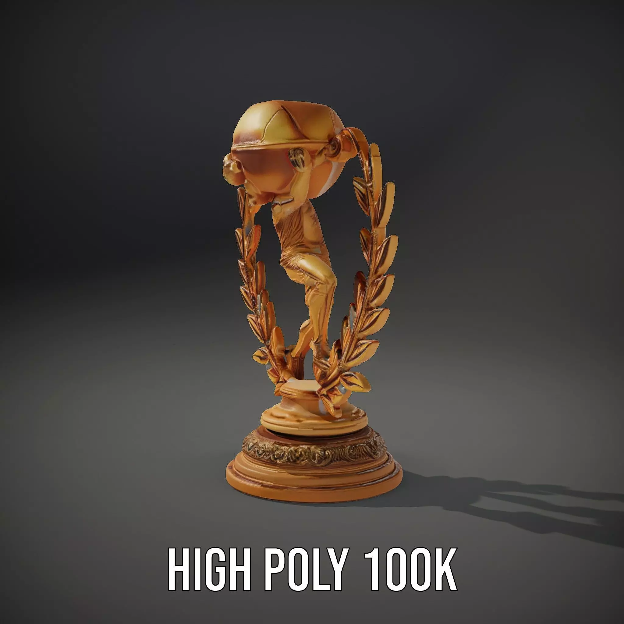 Golden Soccer Trophy model pack with detailed design Low-poly 3D model_10