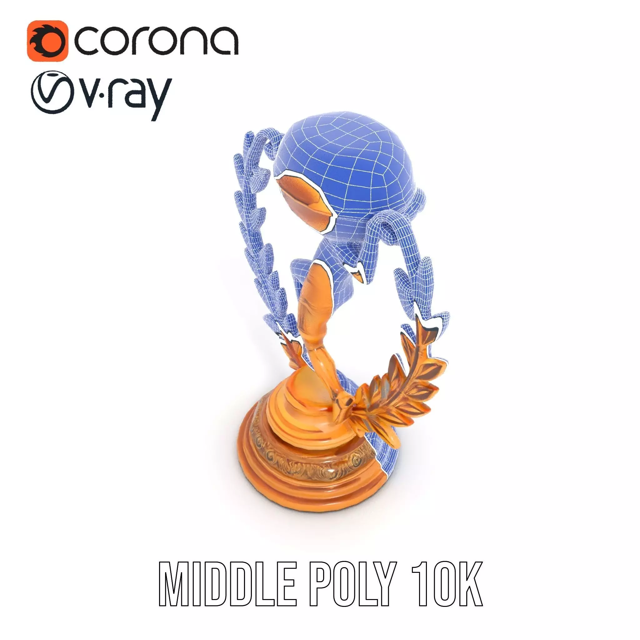 Golden Soccer Trophy model pack with detailed design Low-poly 3D model_24