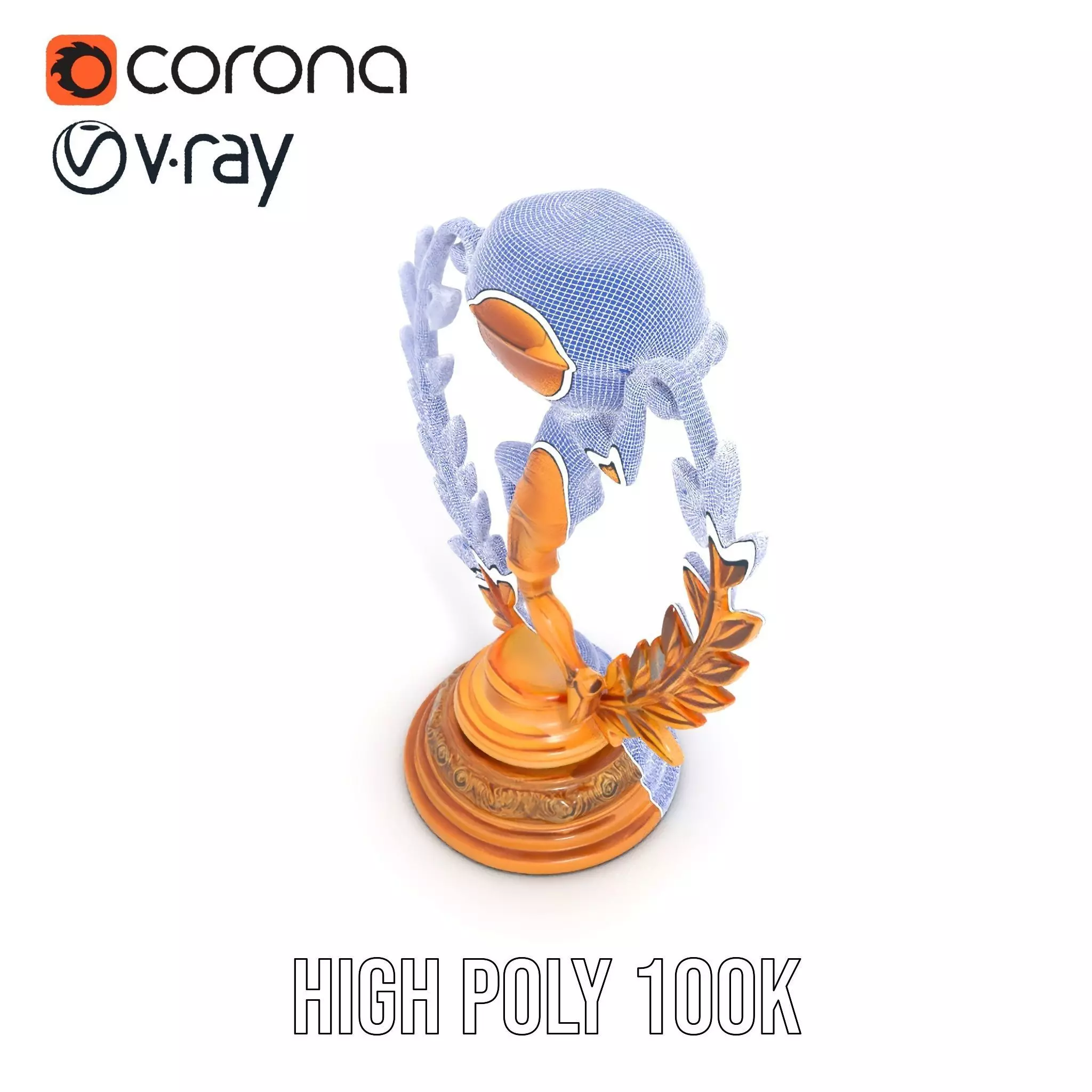 Golden Soccer Trophy model pack with detailed design Low-poly 3D model_32