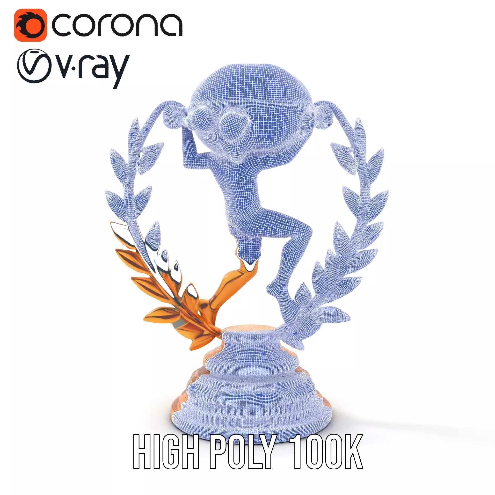 Golden Soccer Trophy model pack with detailed design Low-poly 3D model_34