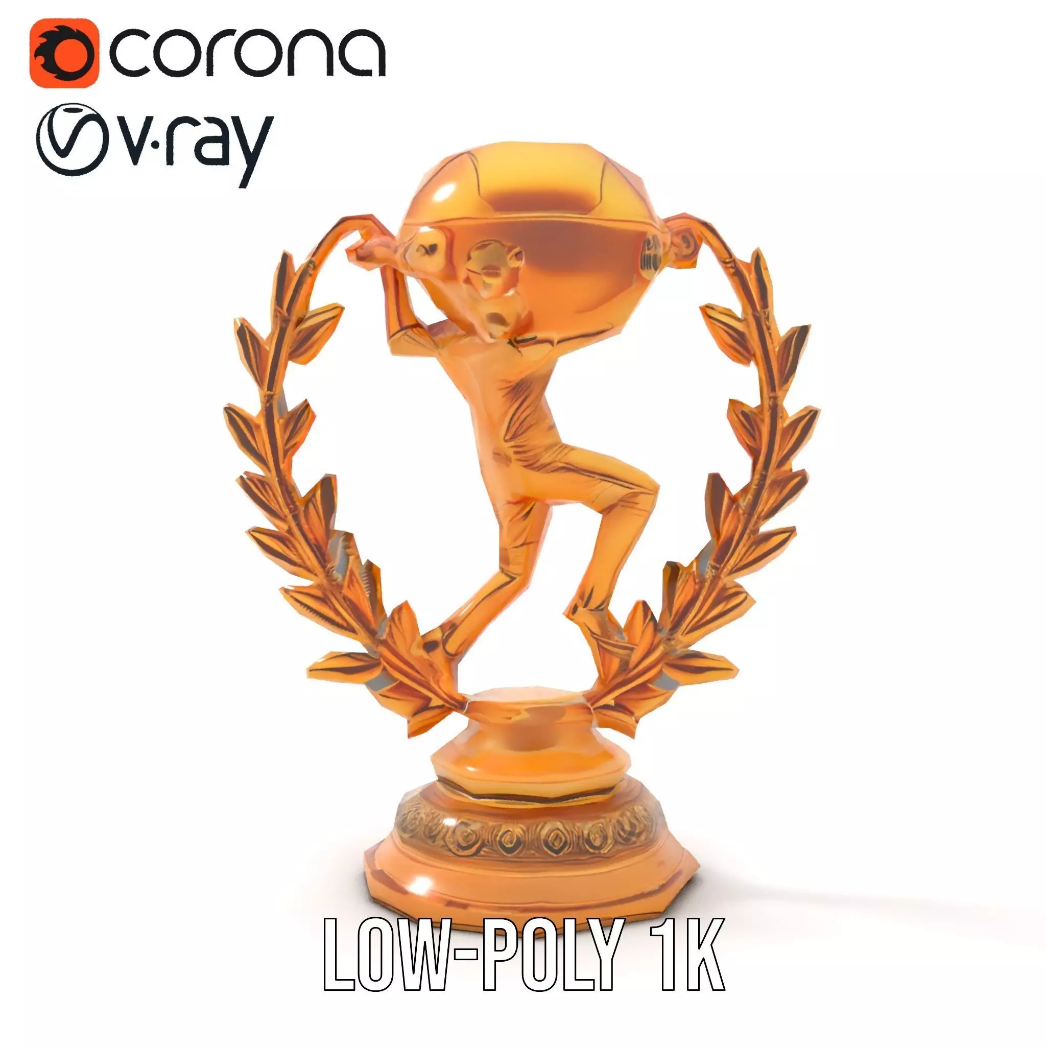 Golden Soccer Trophy model pack with detailed design Low-poly 3D model_7
