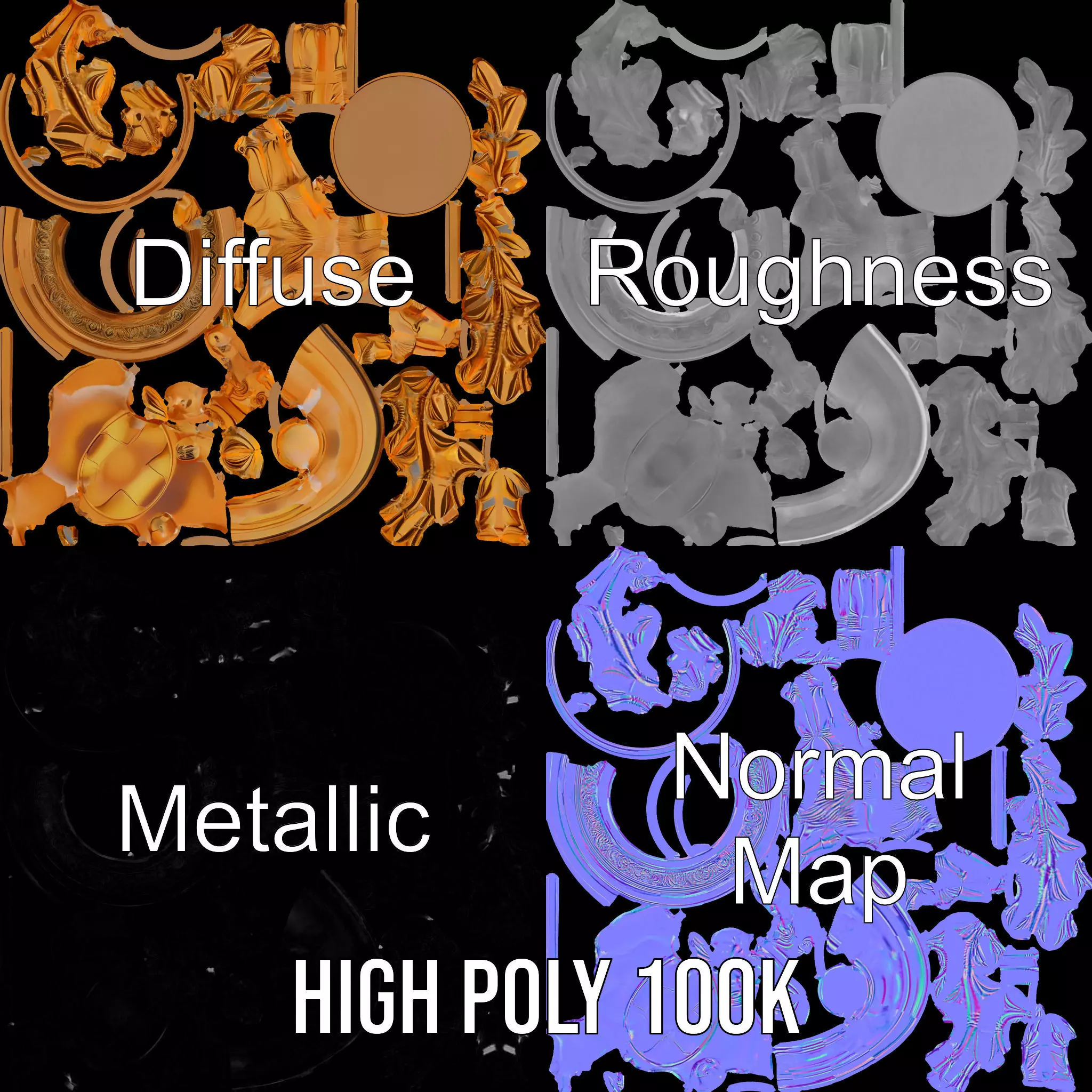 Golden Soccer Trophy model pack with detailed design Low-poly 3D model_3