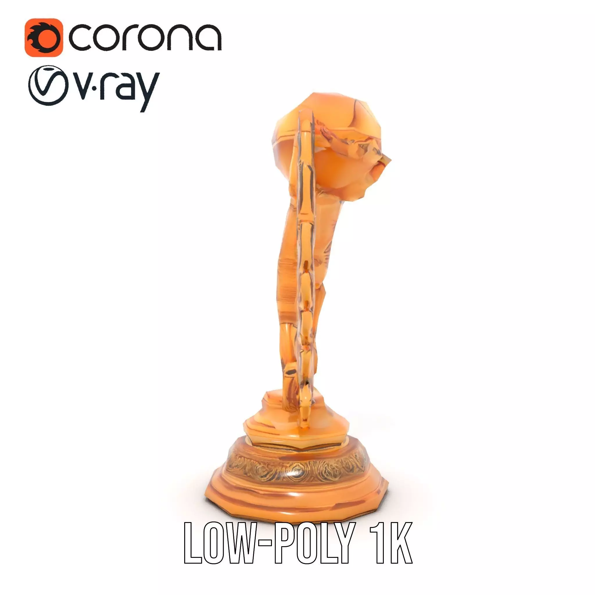 Golden Soccer Trophy model pack with detailed design Low-poly 3D model_12