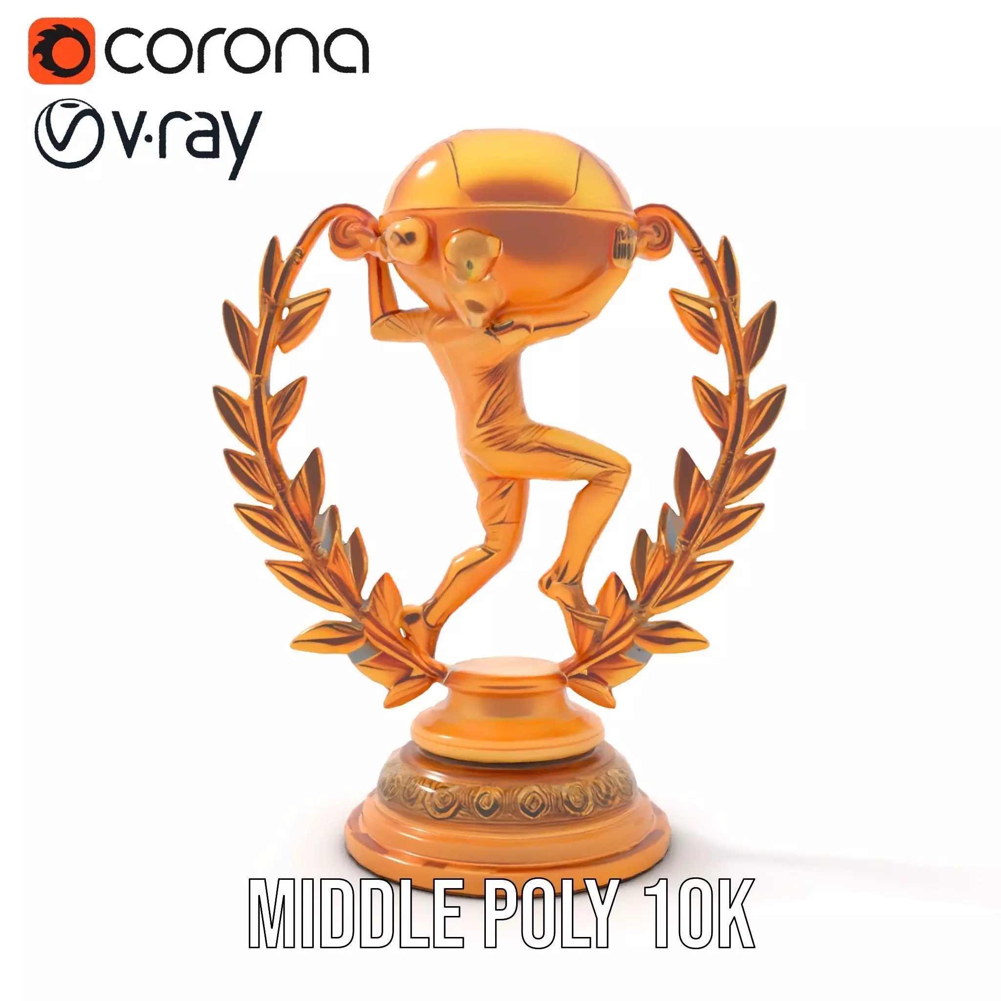 Golden Soccer Trophy model pack with detailed design Low-poly 3D model_11