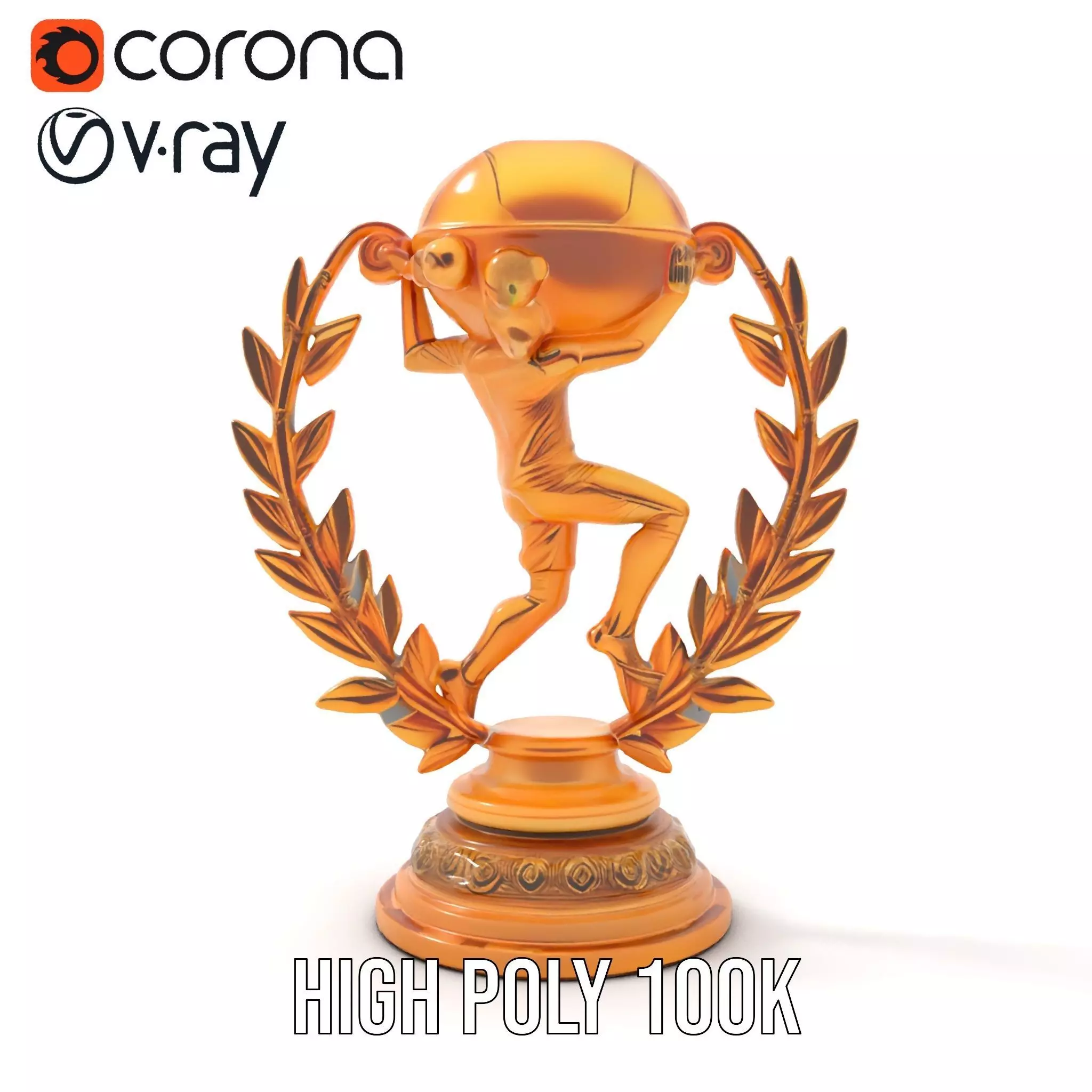 Golden Soccer Trophy model pack with detailed design Low-poly 3D model_17