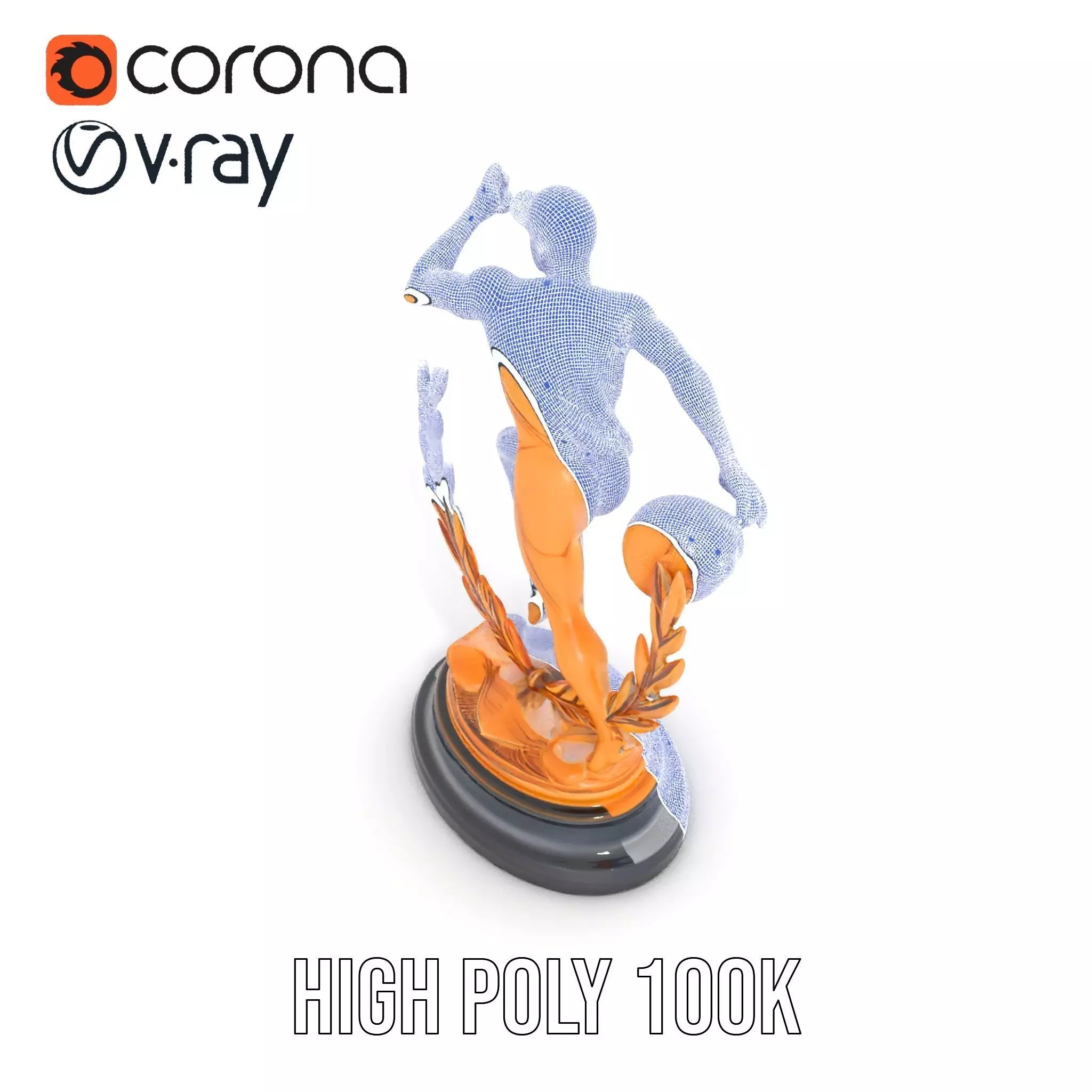 Sports Trophy Athlete Sculpture Model Pack Low-poly 3D model_32