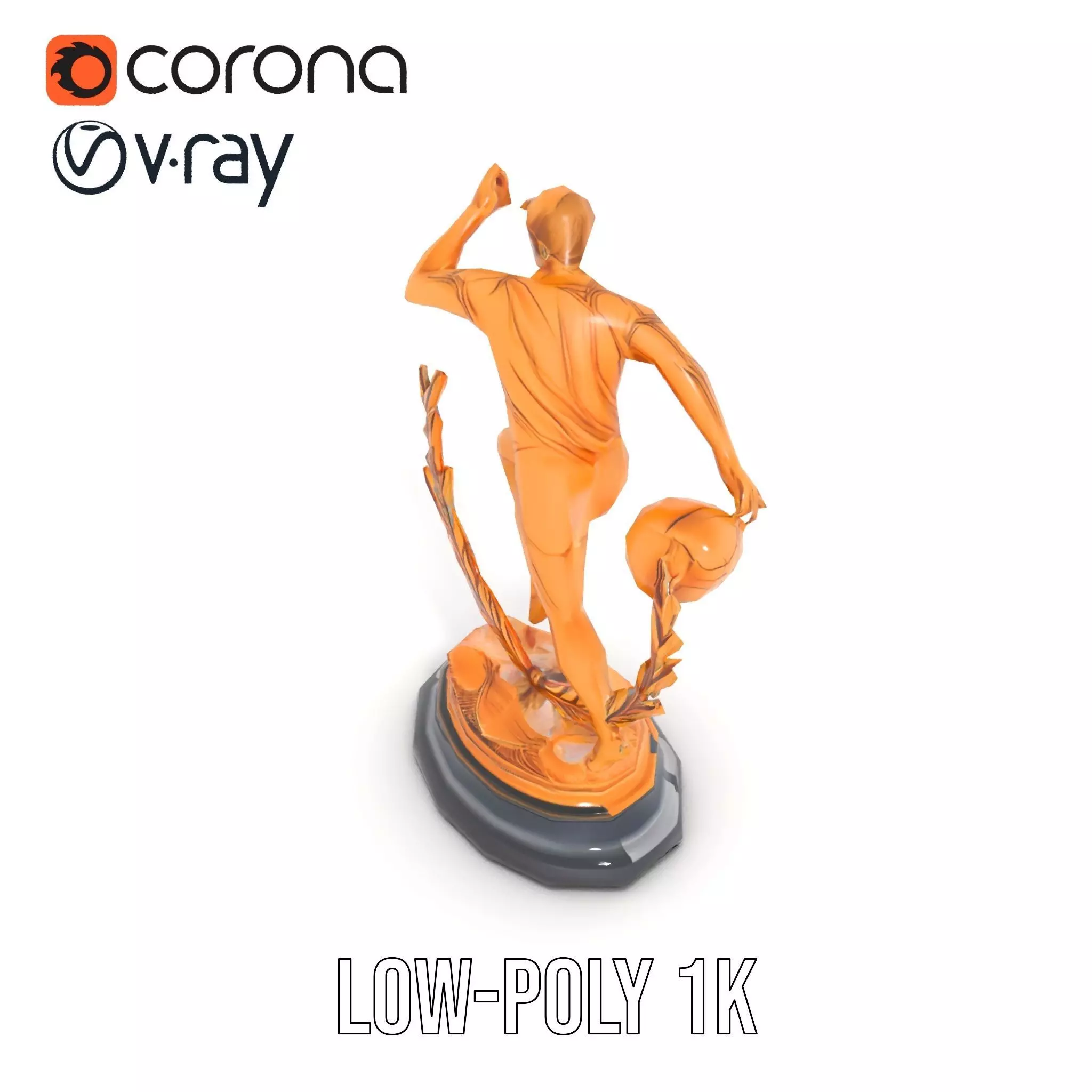 Sports Trophy Athlete Sculpture Model Pack Low-poly 3D model_7