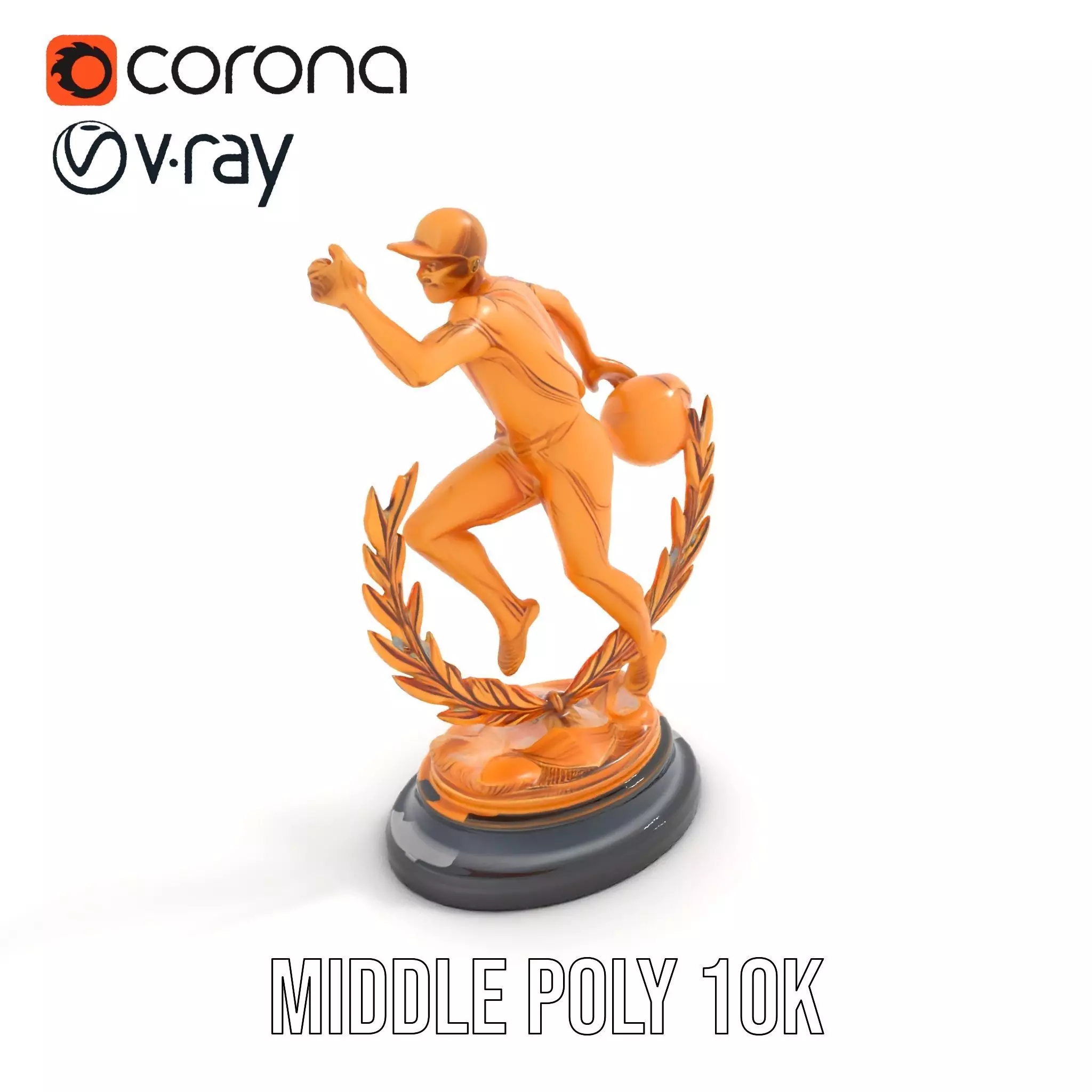 Sports Trophy Athlete Sculpture Model Pack Low-poly 3D model_6