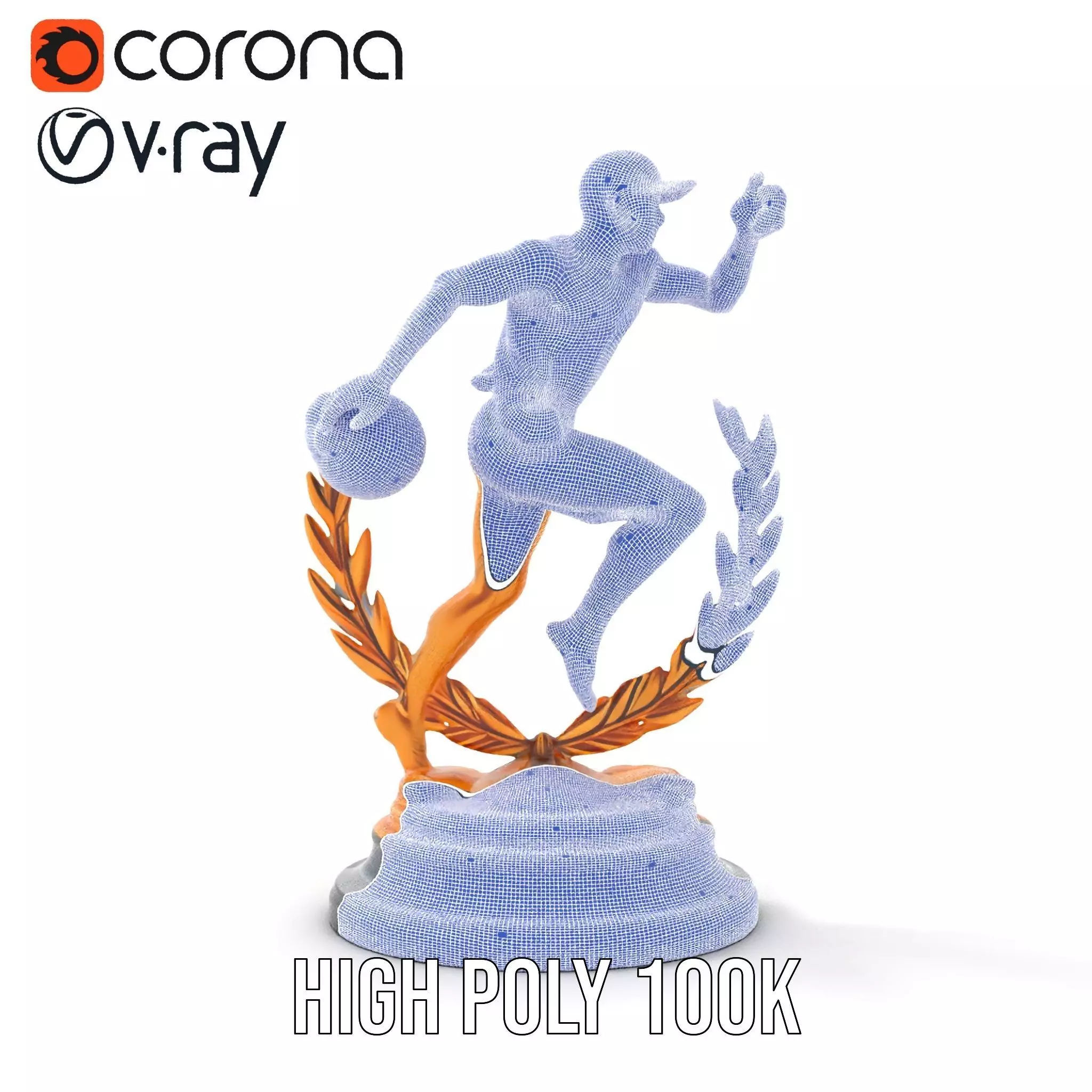 Sports Trophy Athlete Sculpture Model Pack Low-poly 3D model_33