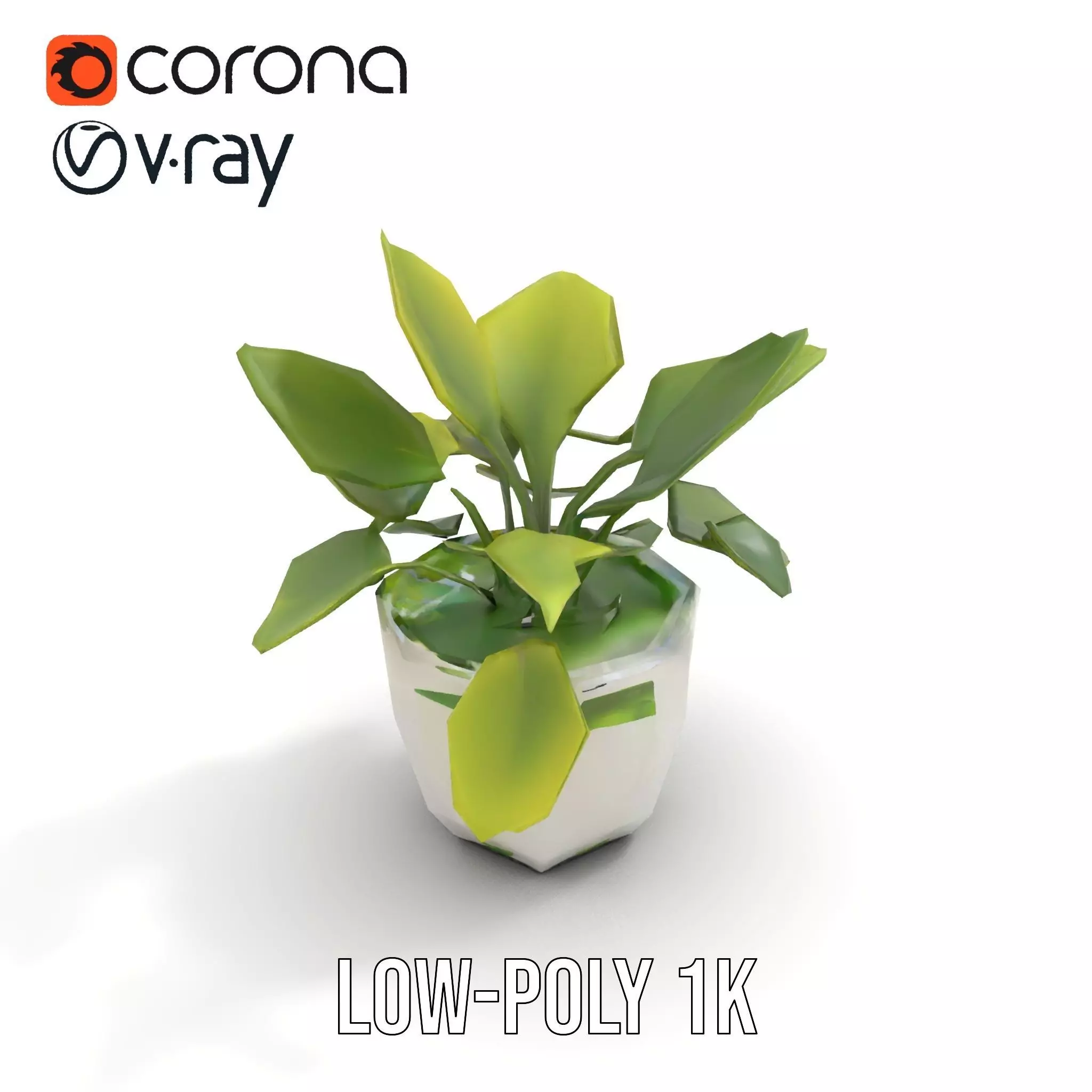 Happy Face Potted Plant Model Pack Low-poly 3D model_24