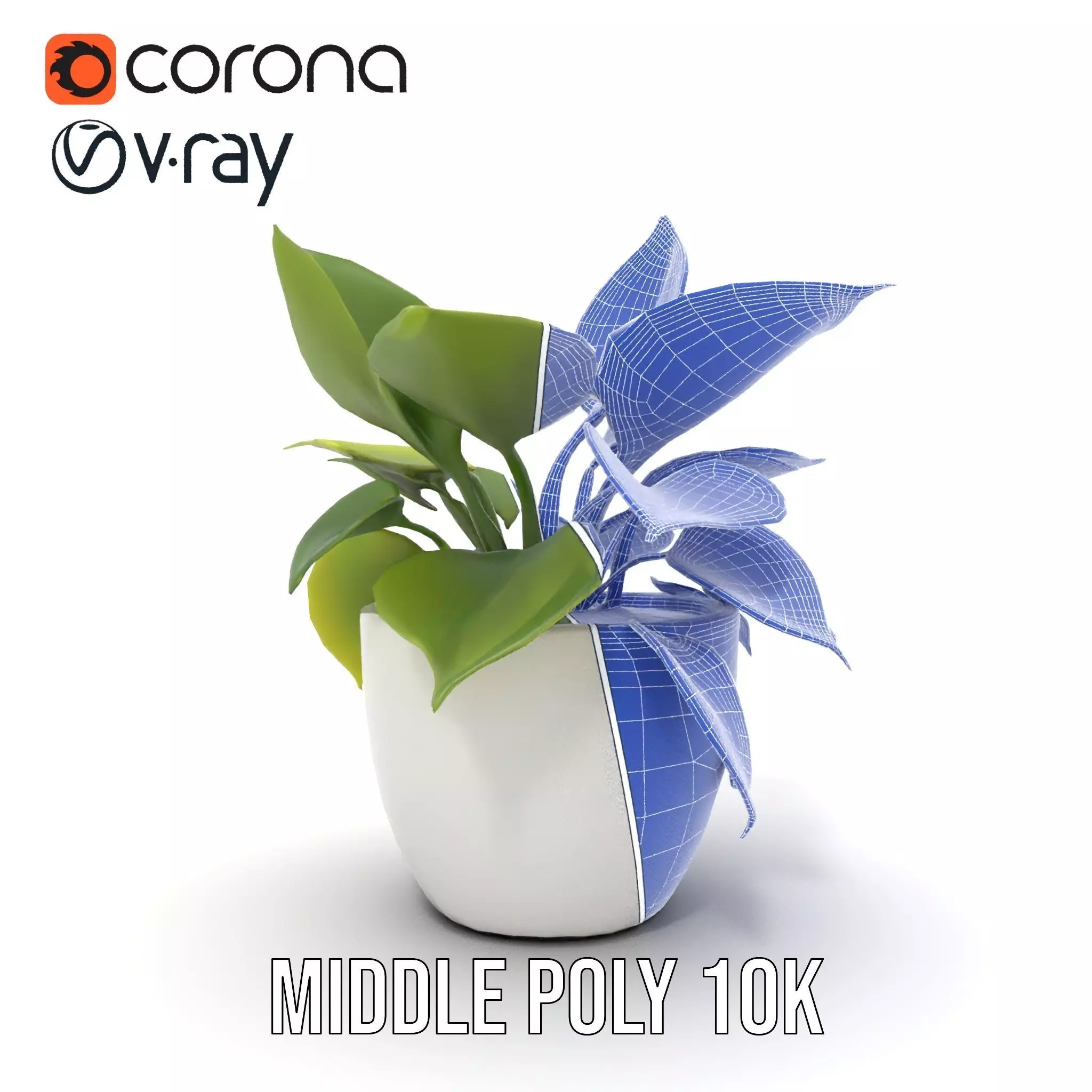 Happy Face Potted Plant Model Pack Low-poly 3D model_31