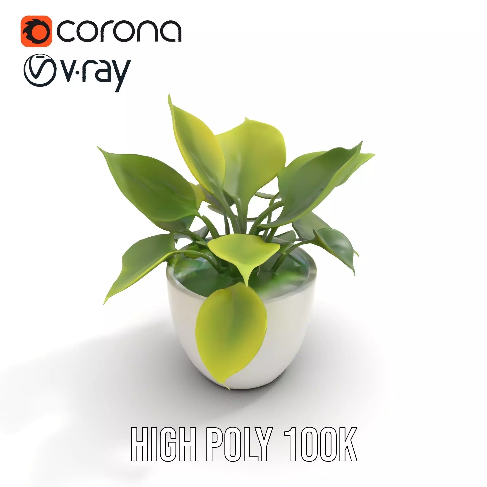 Happy Face Potted Plant Model Pack Low-poly 3D model_16