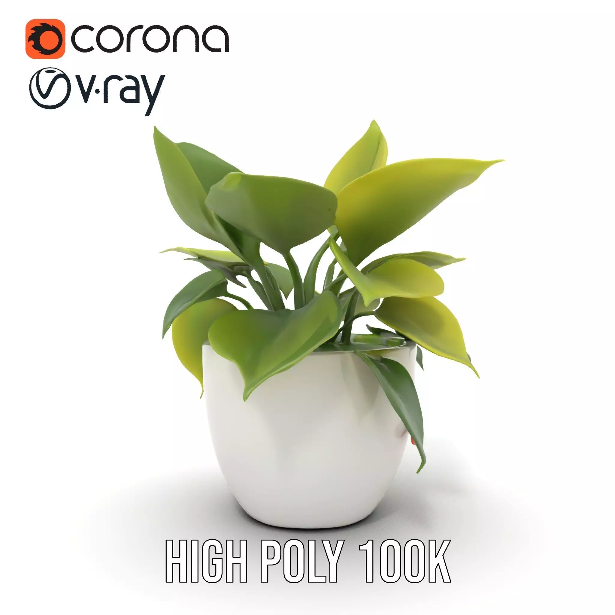 Happy Face Potted Plant Model Pack Low-poly 3D model_27