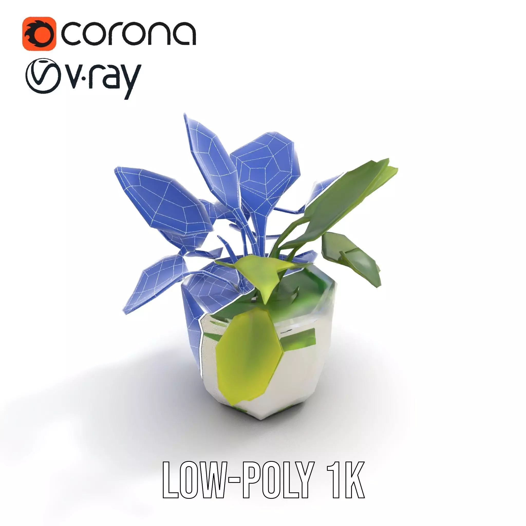 Happy Face Potted Plant Model Pack Low-poly 3D model_18