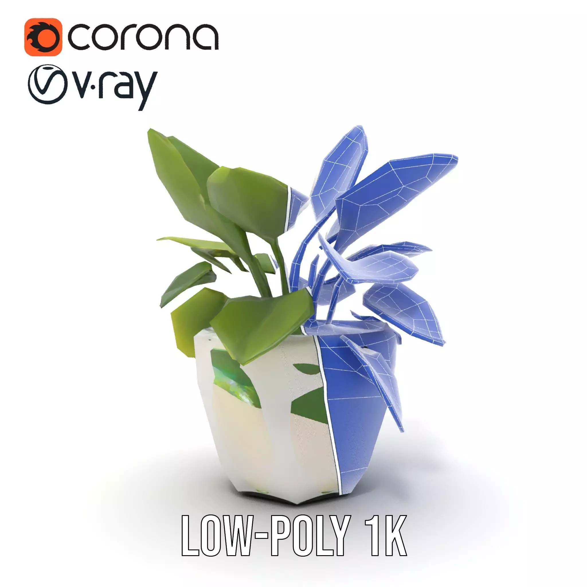 Happy Face Potted Plant Model Pack Low-poly 3D model_32