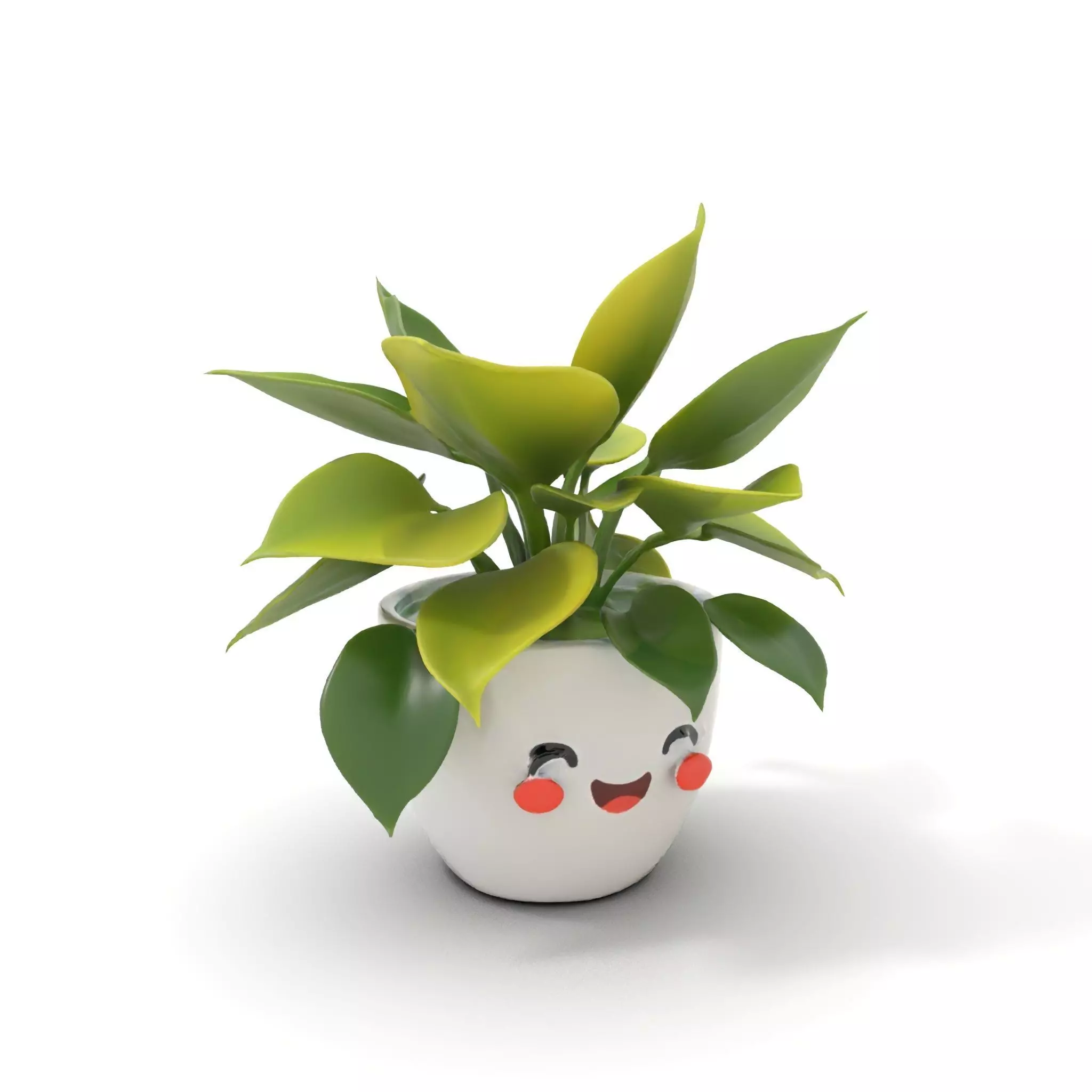 Happy Face Potted Plant Model Pack Low-poly 3D model_0